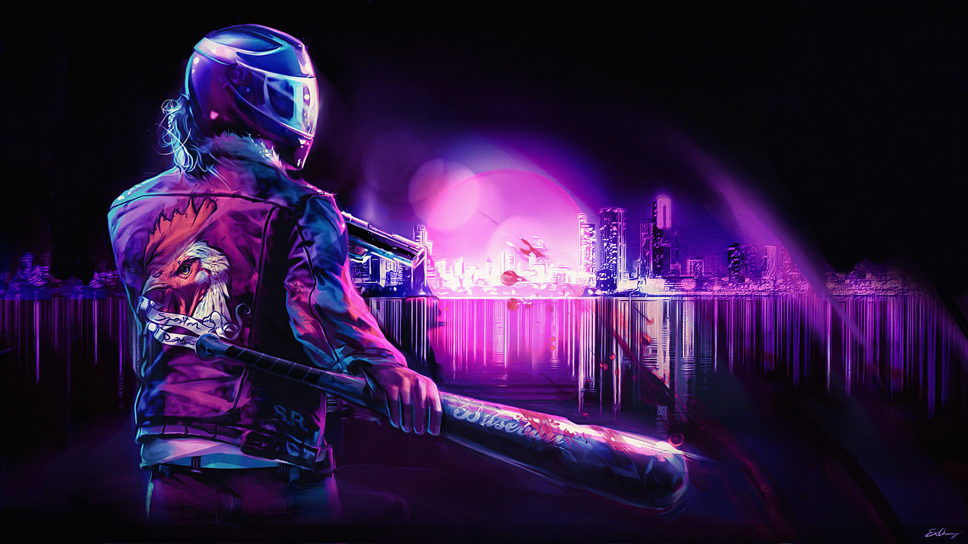 vaporwave, artist, artwork, digital art, hd, 4k, helmet, deviantart, HD Wallpaper