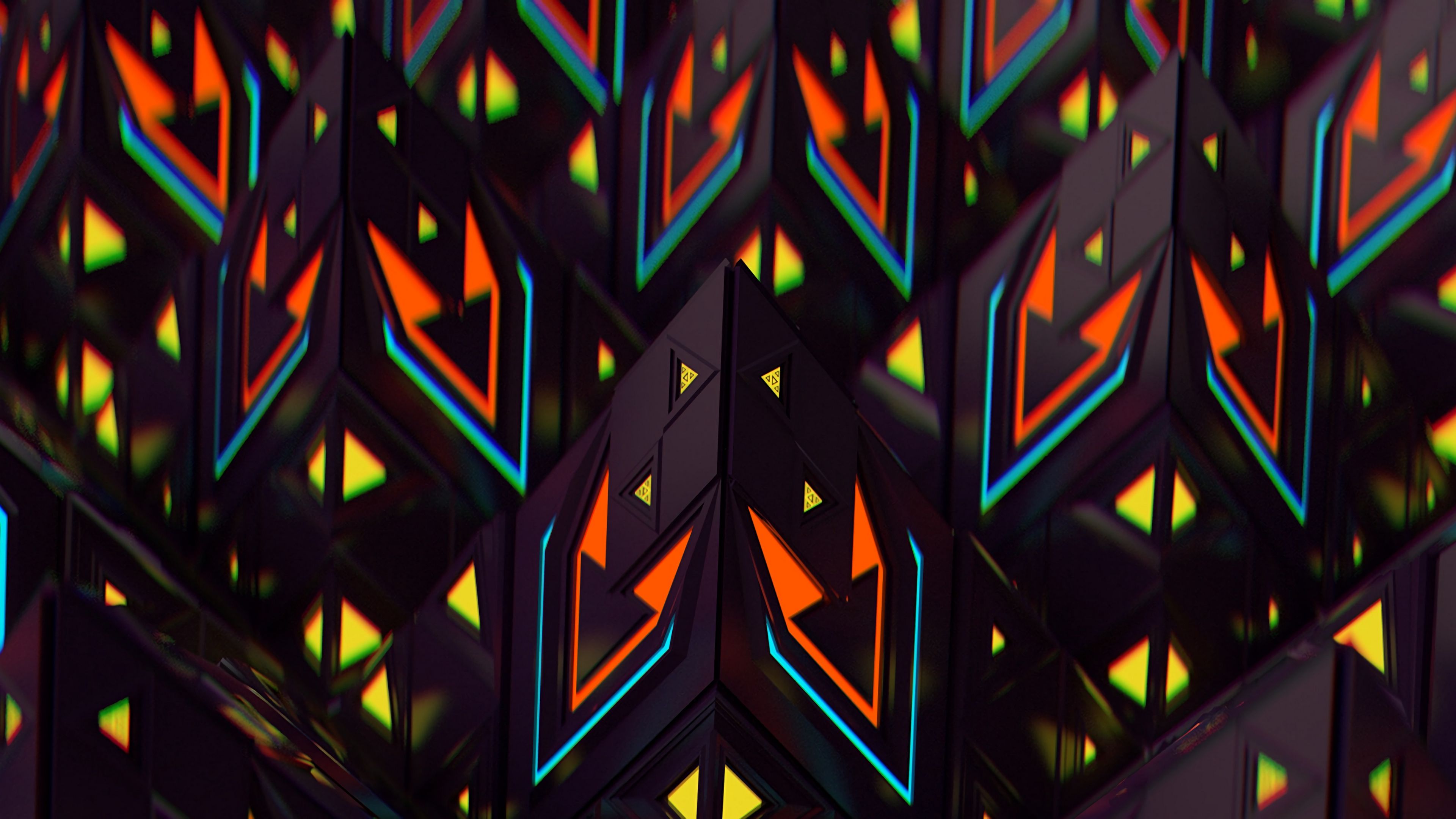 pyramids, figures, 3d, colorful, structure, 4k, HD Wallpaper