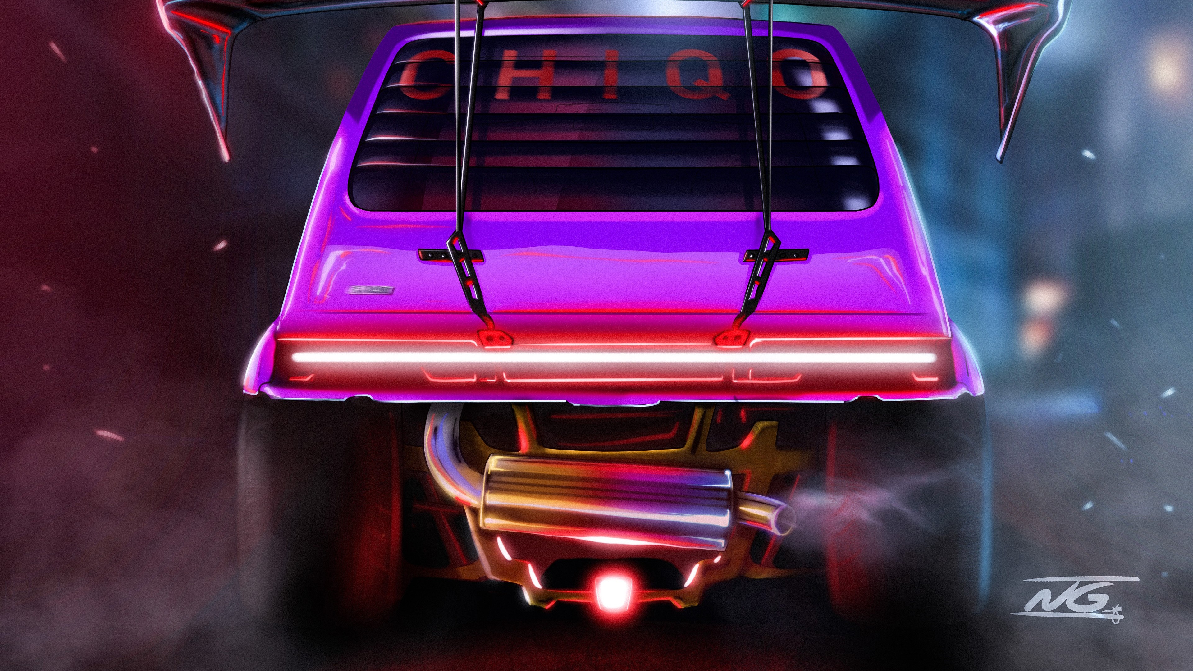 fiat, cars, artist, artwork, digital art, hd, 4k, artstation, cyberpunk, HD Wallpaper
