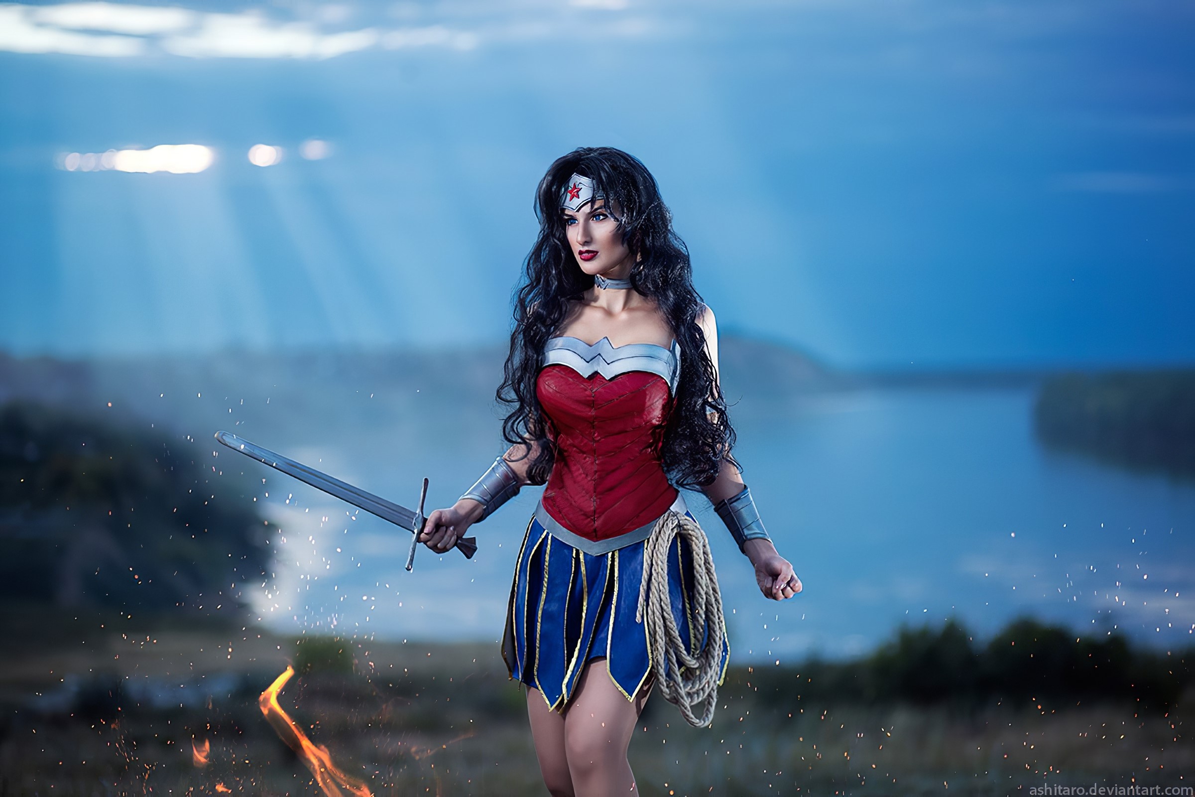 wonder woman, superheroes, cosplay, hd, deviantart, HD Wallpaper