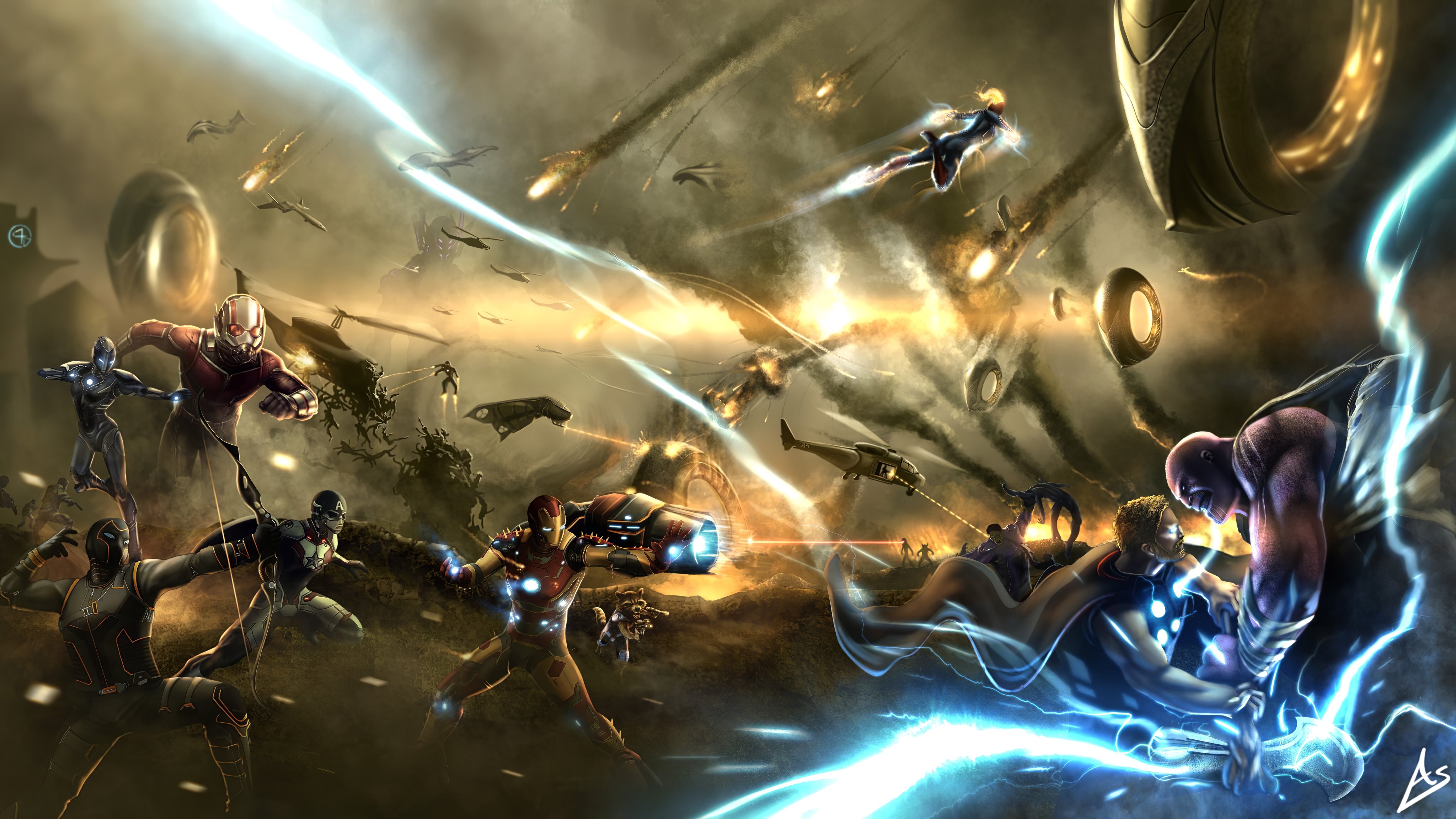 avengers, thanos, superheroes, artwork, hd, 4k, HD Wallpaper