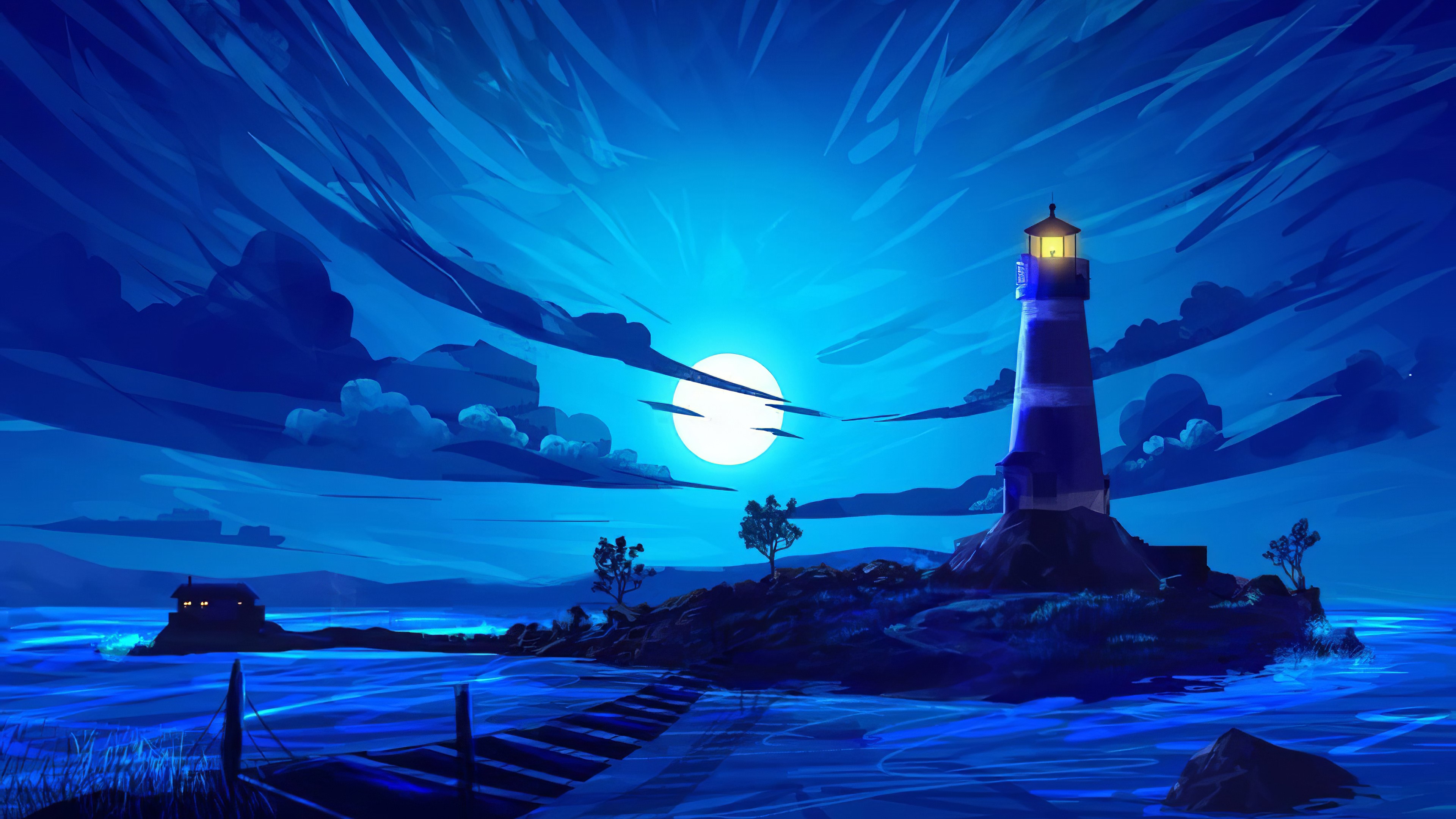 lighthouse, artist, artwork, digital art, hd, 4k, HD Wallpaper