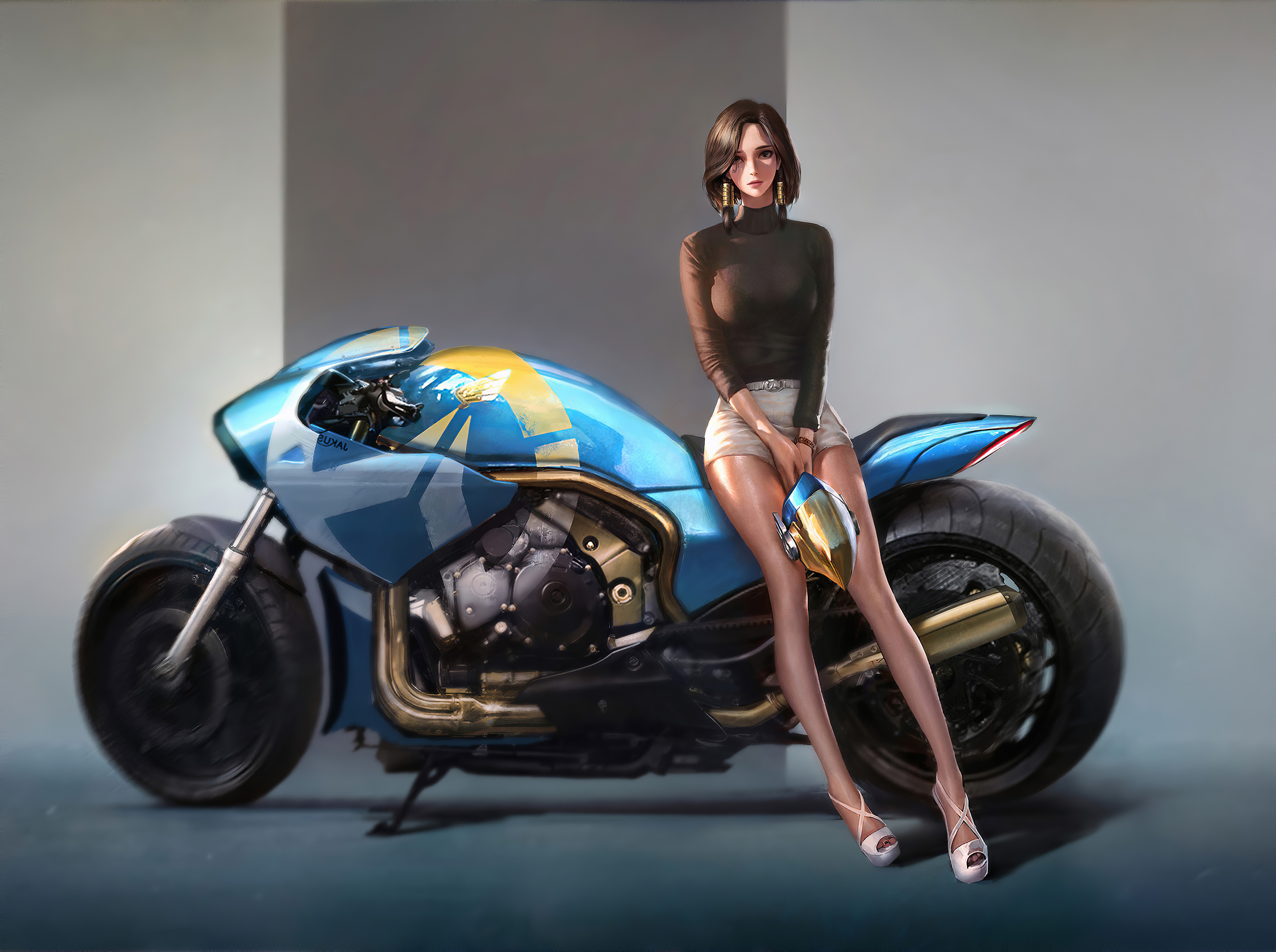 anime girl, anime, artist, artwork, digital art, hd, 4k, 5k, artstation, biker, HD Wallpaper