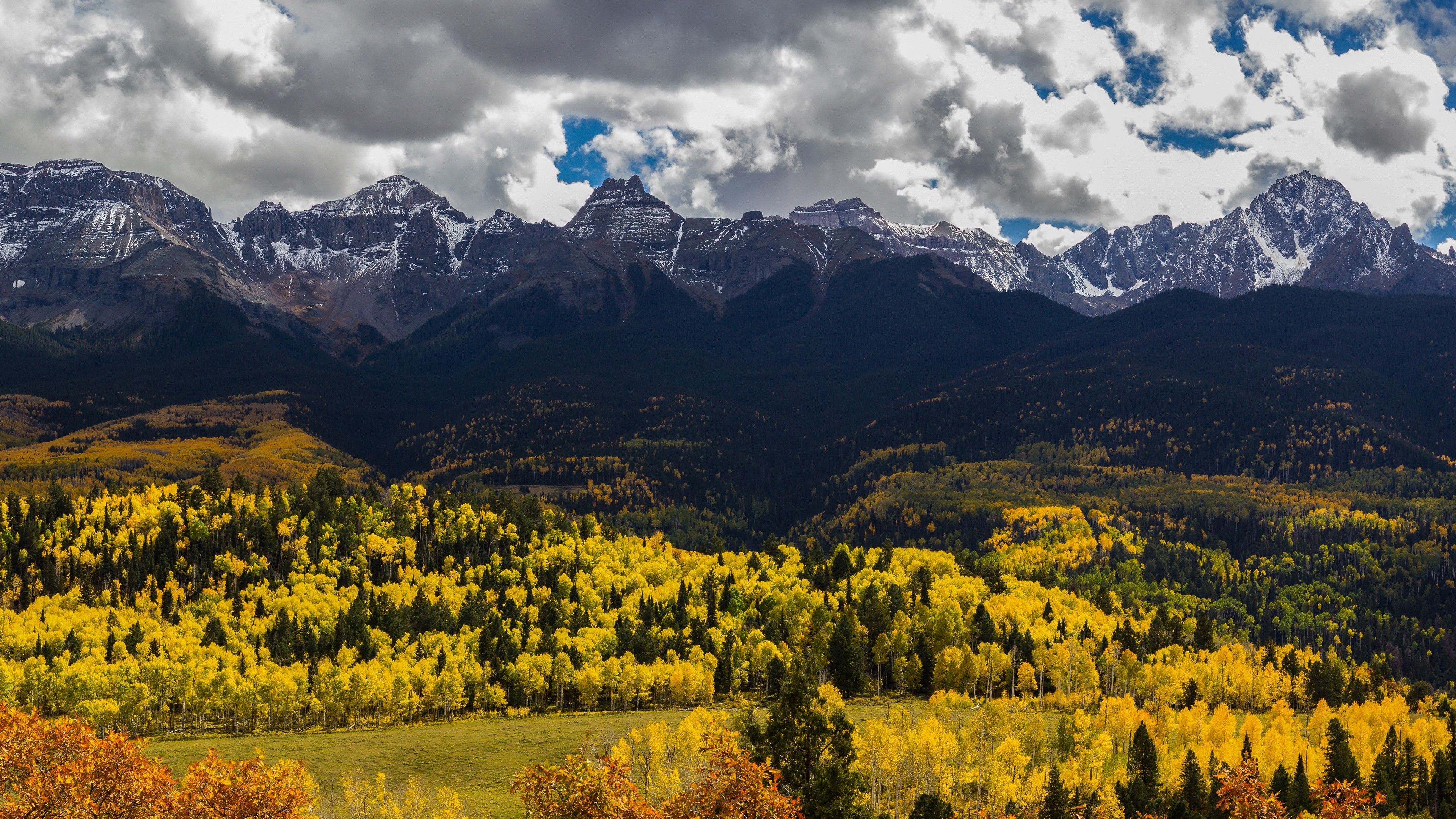 landscape, nature, fall, clouds, mountains, HD Wallpaper