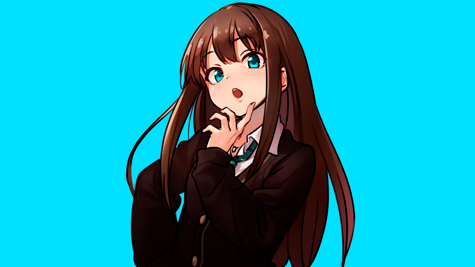 anime, manga, anime girls, simple background, minimalism, THE, Shibuya Rin, long hair, schoolgirl, looking at viewer, HD Wallpaper