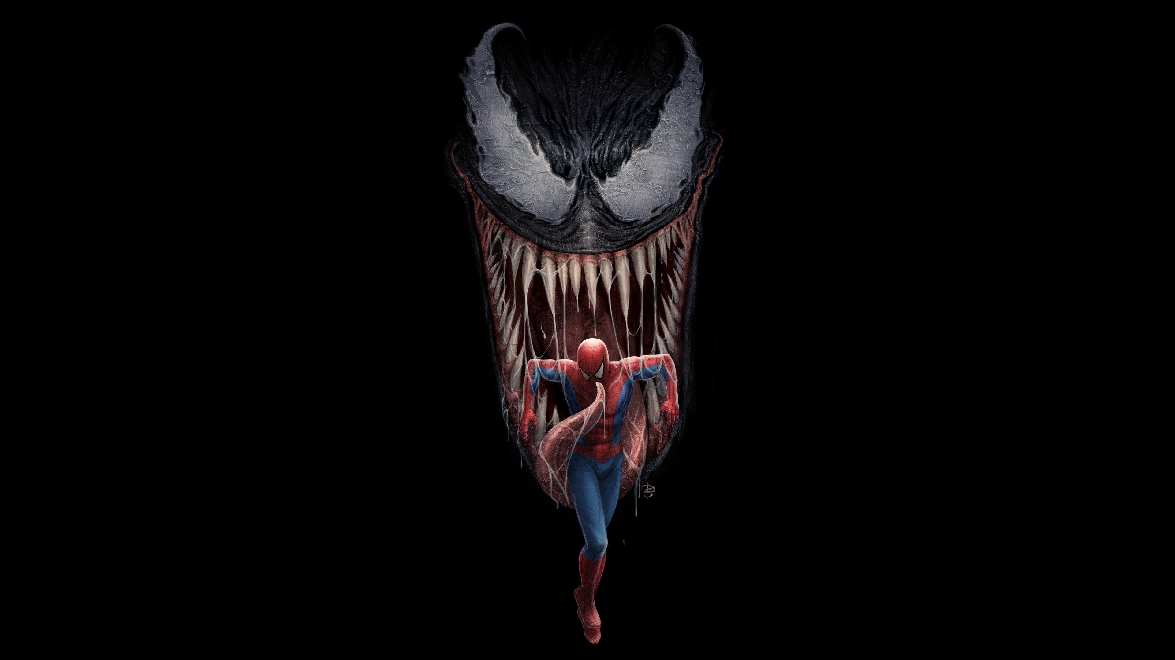Venom, Spider-Man, movies, simple background, black background, HD Wallpaper