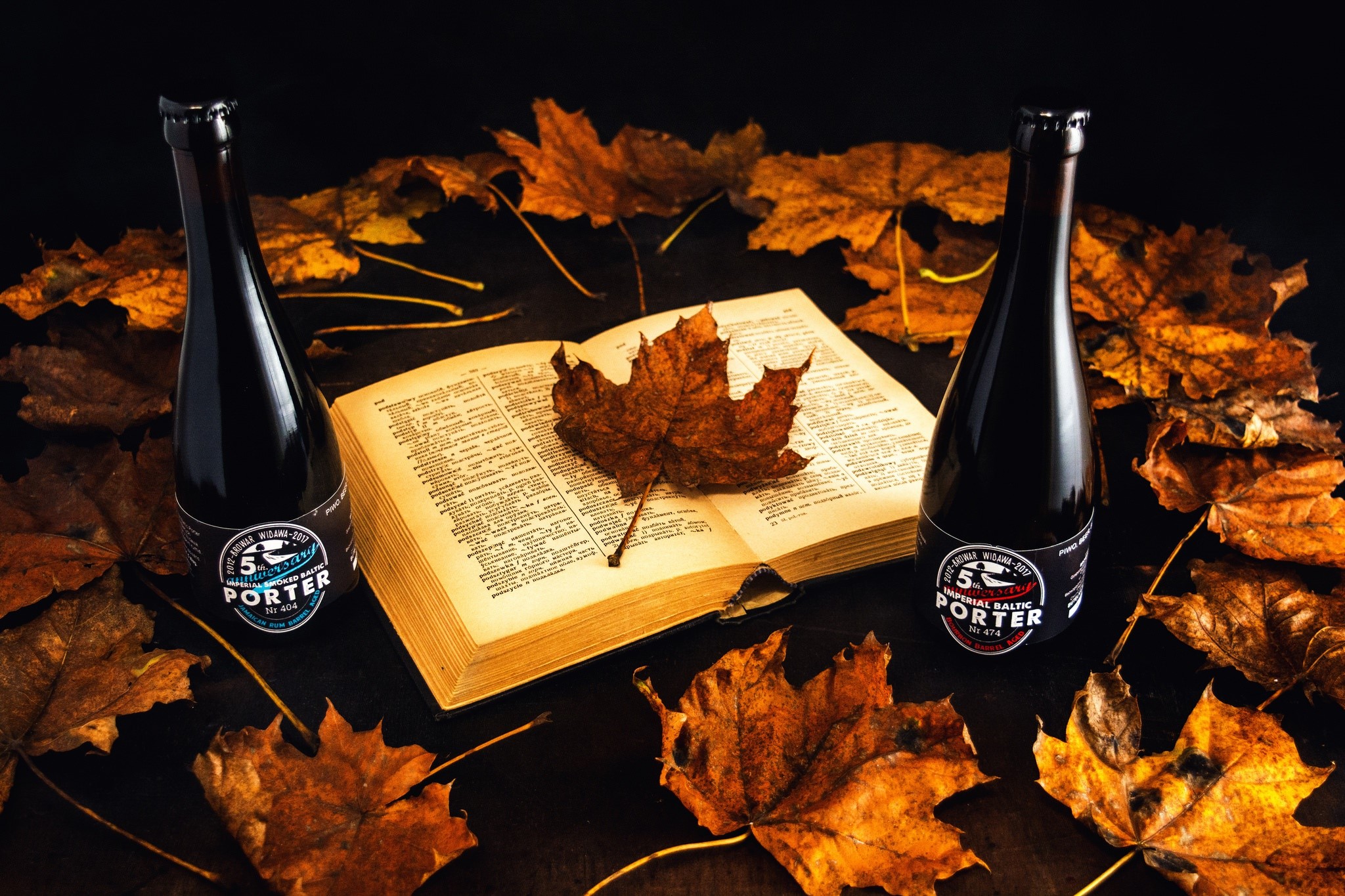 books, leaves, alcohol, bottles, still life, 3D, HD Wallpaper