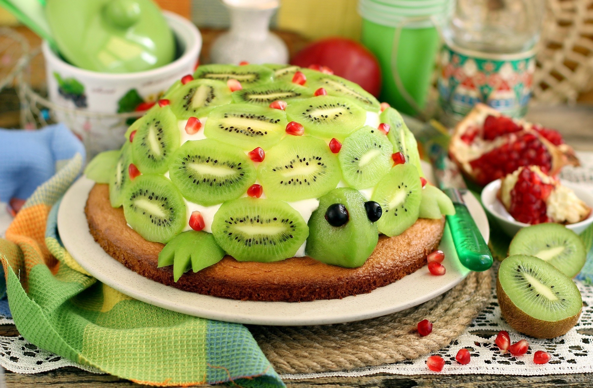 kiwi (fruit), fruit, food, cake, dessert, HD Wallpaper