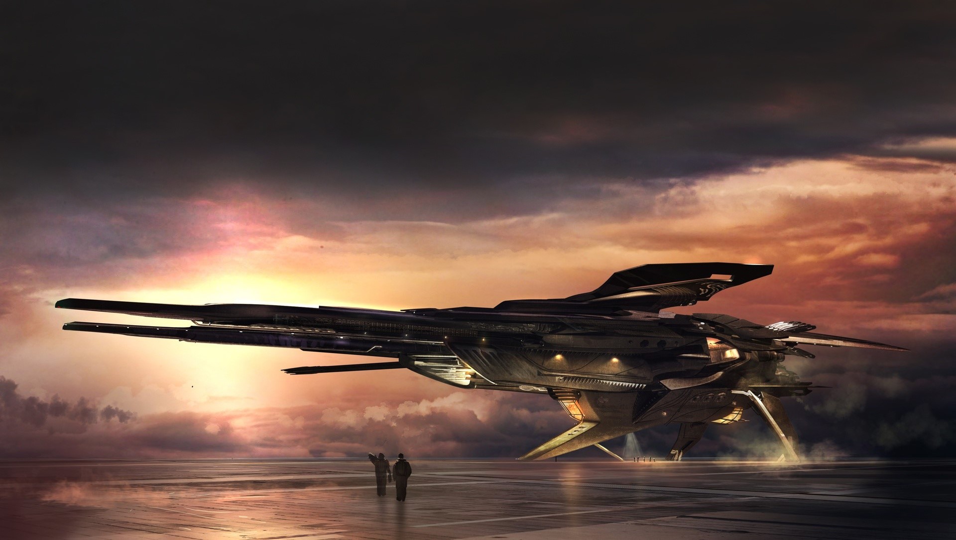 artwork, digital art, spaceship, science fiction, HD Wallpaper
