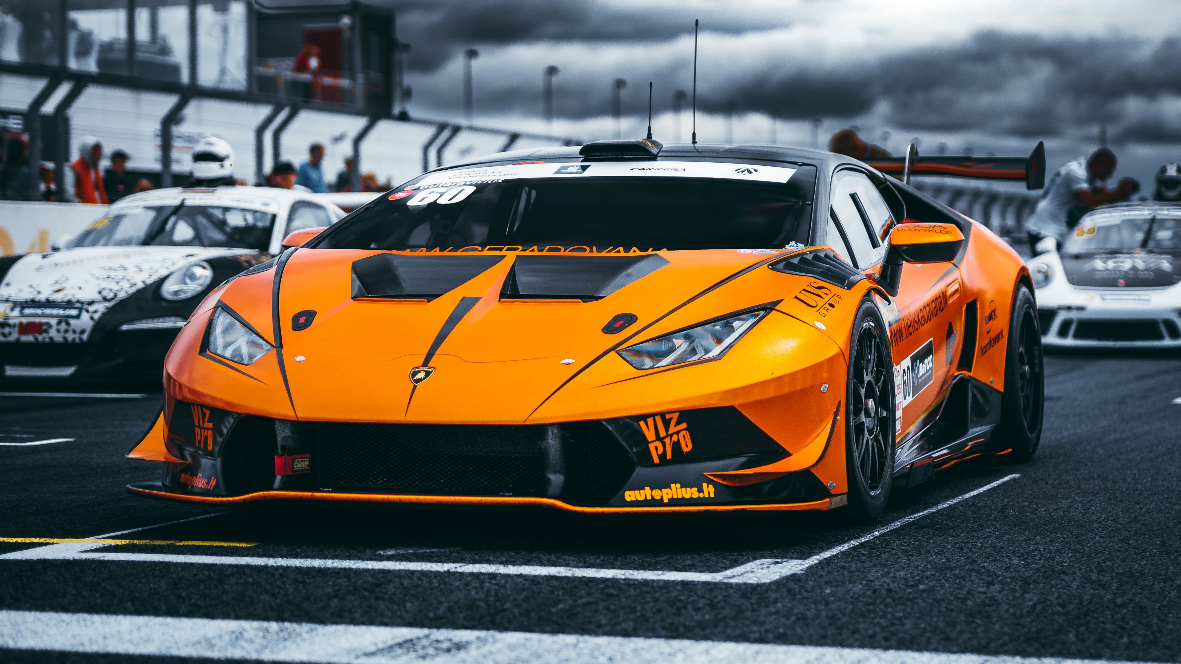 lamborghini, car, sports car, orange, racing, 4k, HD Wallpaper