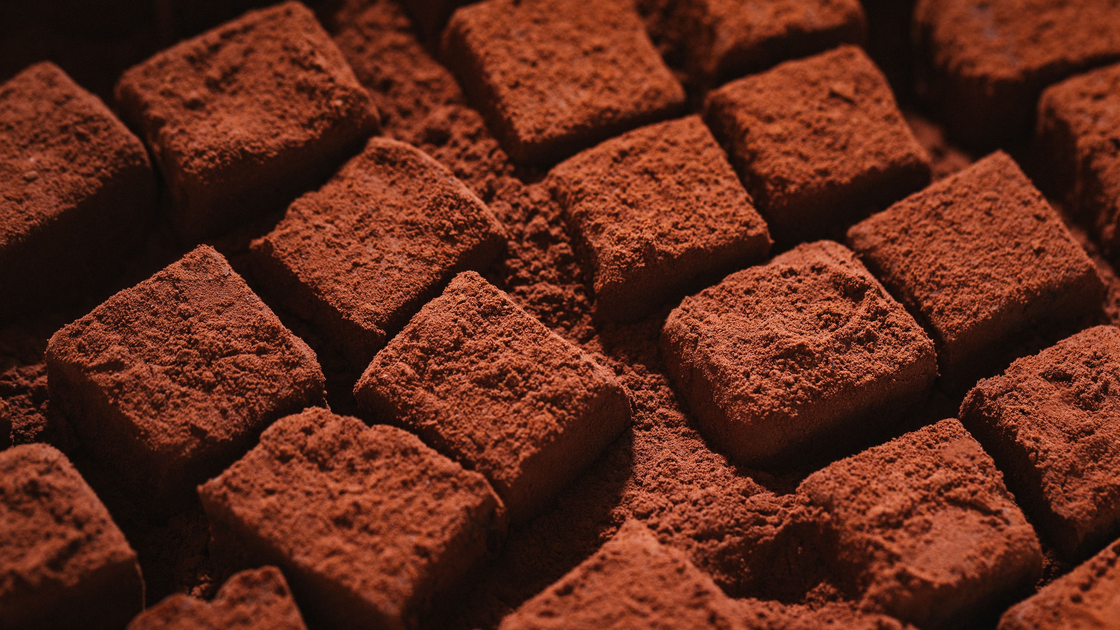 chocolate, cubes, dessert, powder, macro, 4k, HD Wallpaper