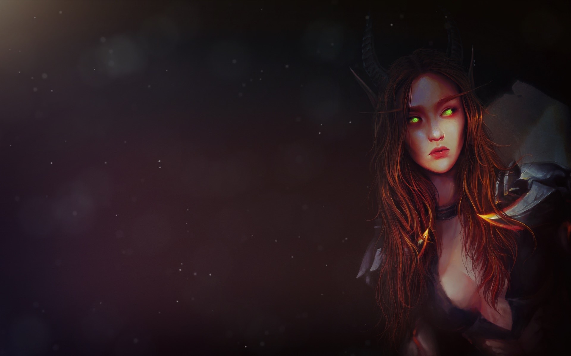 Raphaëlle Deslandes, fantasy art, fantasy girl, Demon Hunter, green eyes, HD Wallpaper