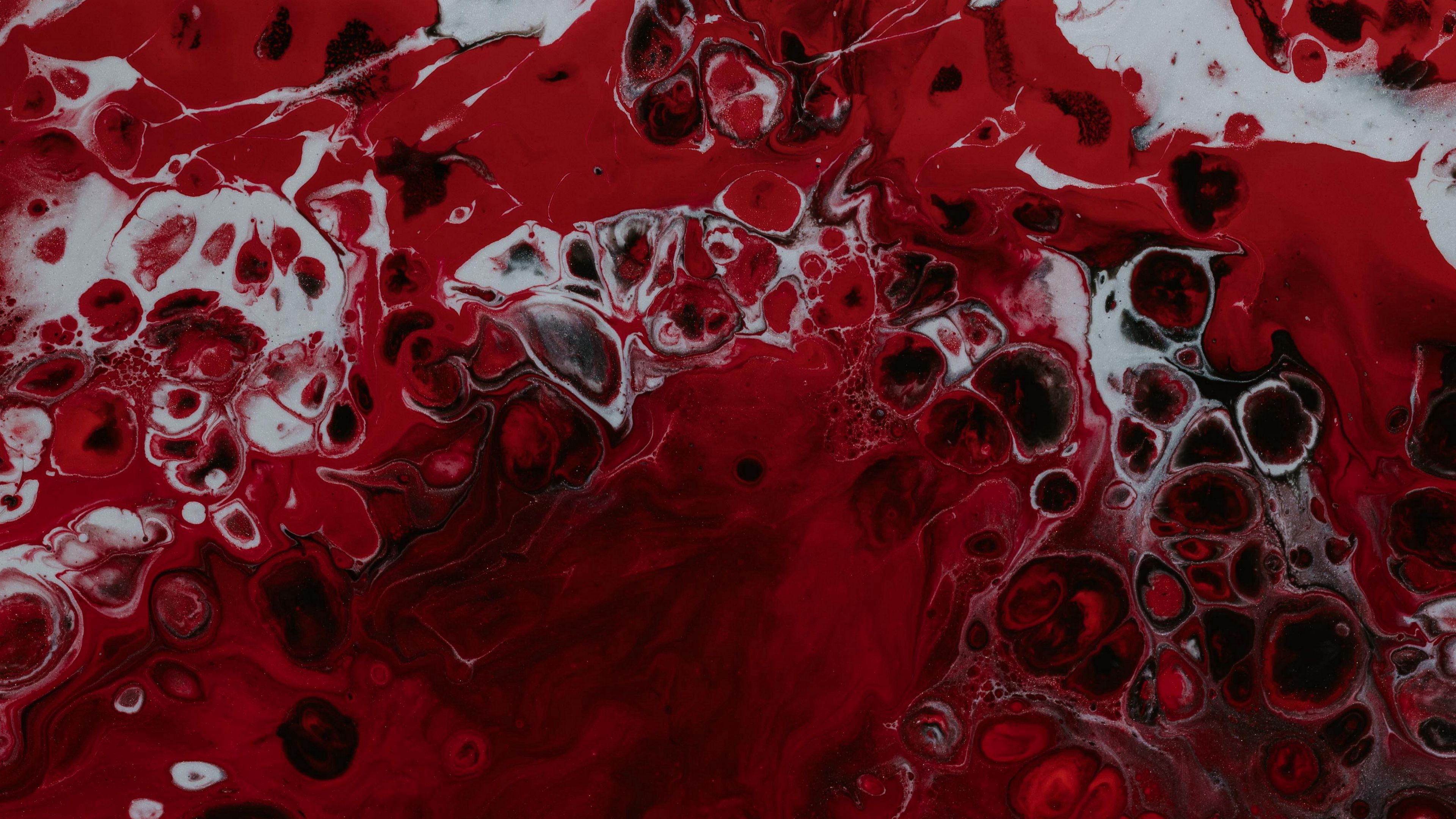 stains, bubbles, liquid, red, texture, 4k, HD Wallpaper
