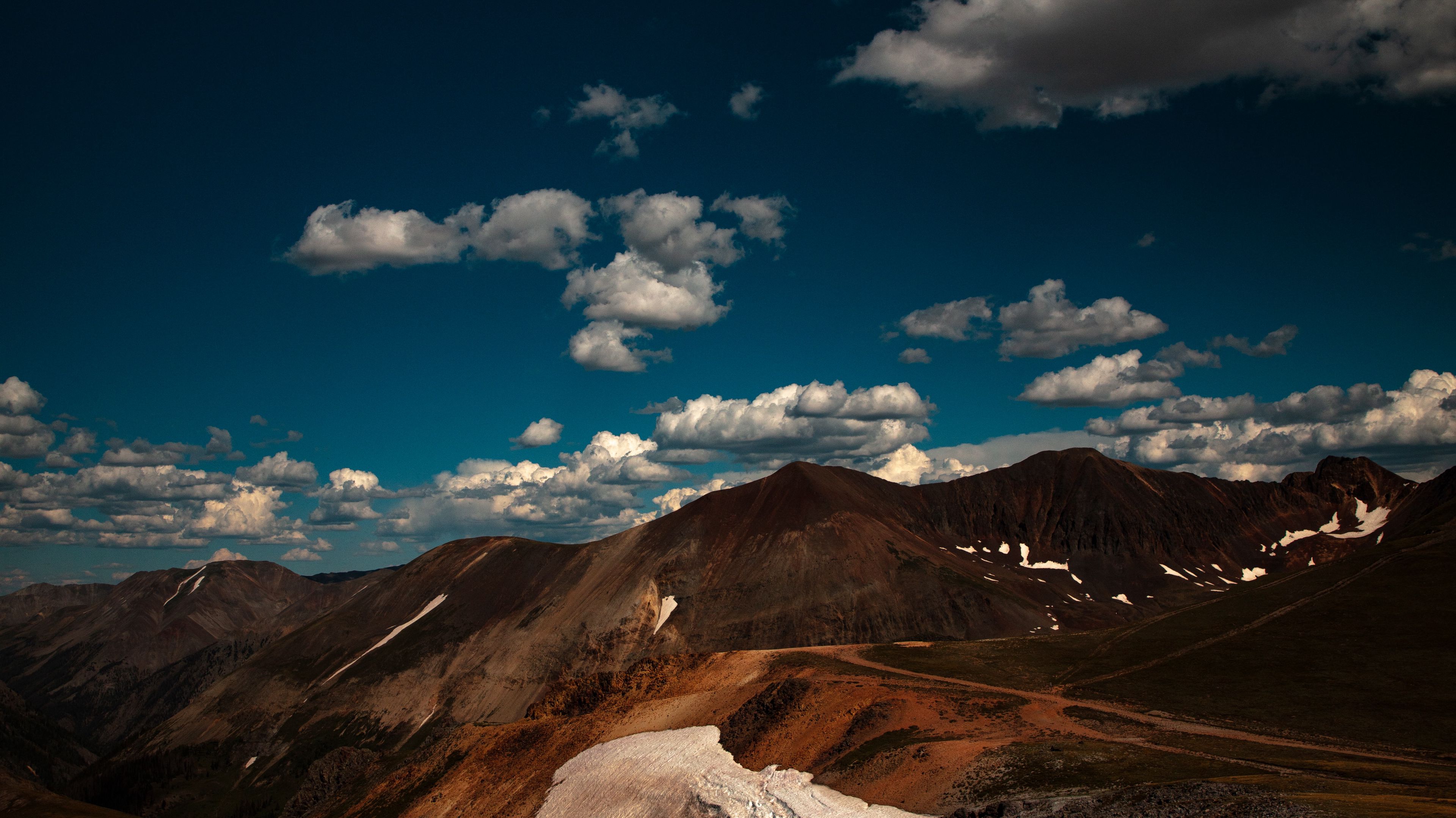 mountains, hills, clouds, landscape, nature, 4k, HD Wallpaper