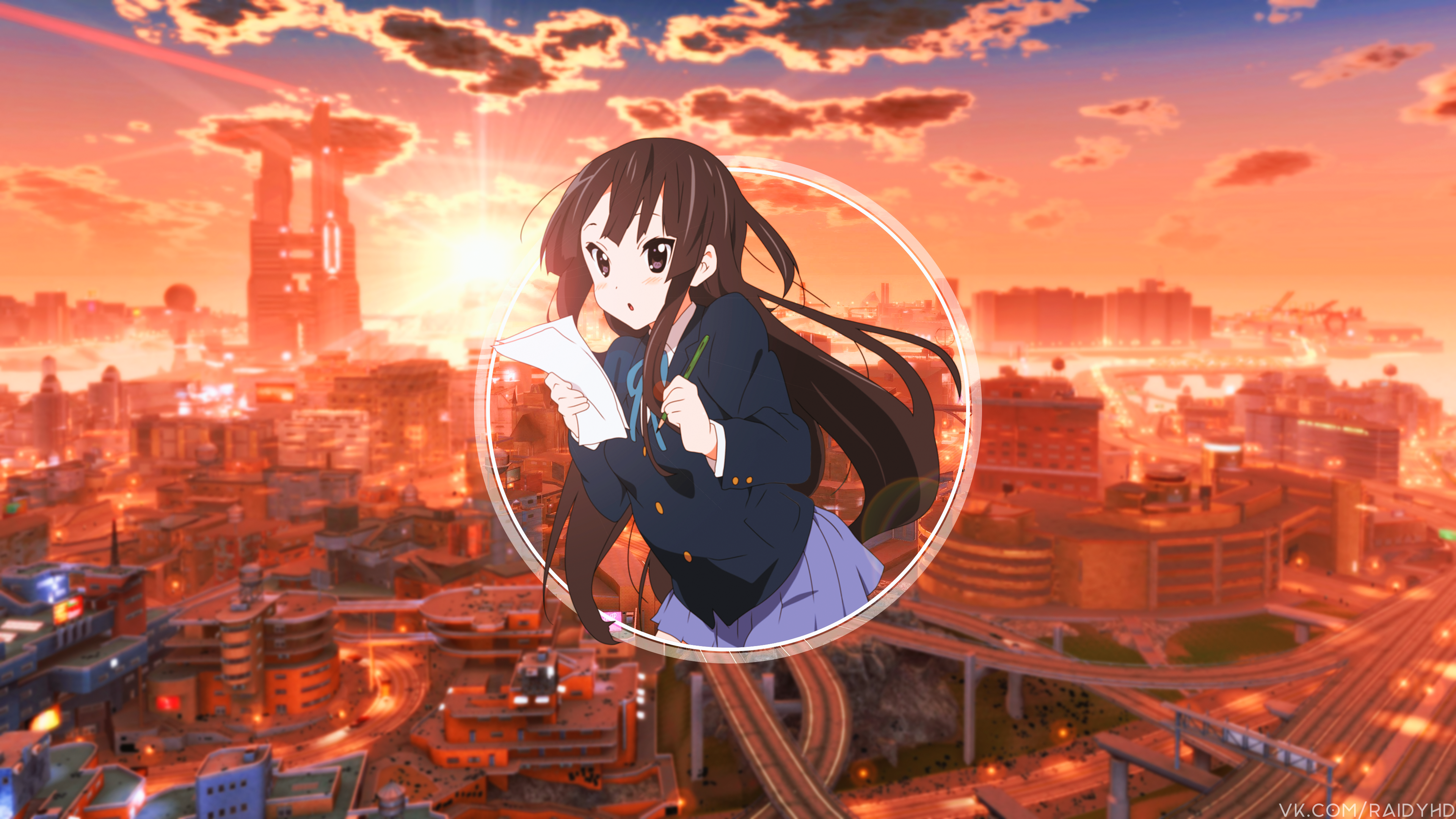 anime, anime girls, picture-in-picture, cityscape, long hair, HD Wallpaper