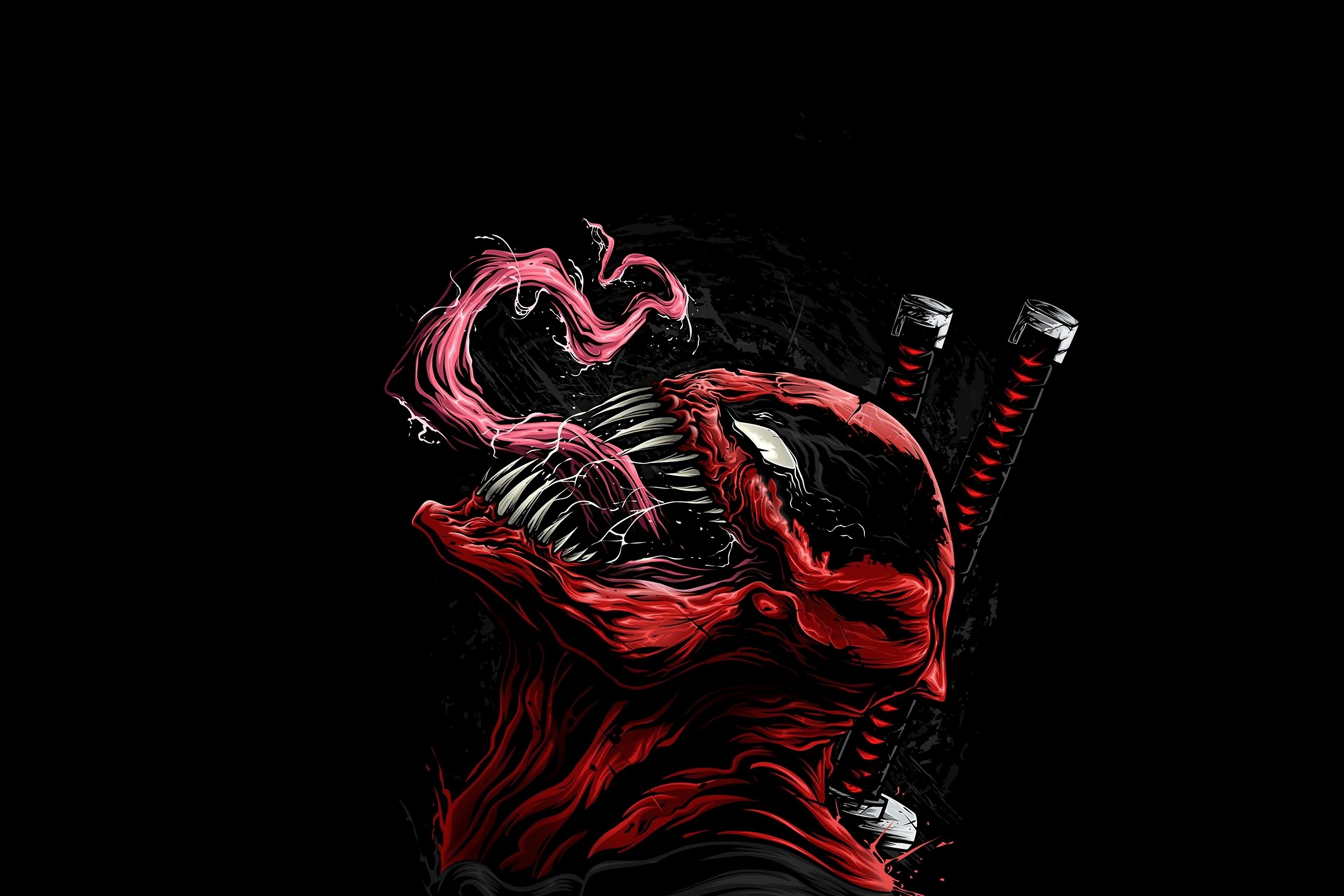 Deadpool, Venom, illustration, artwork, comics, HD Wallpaper