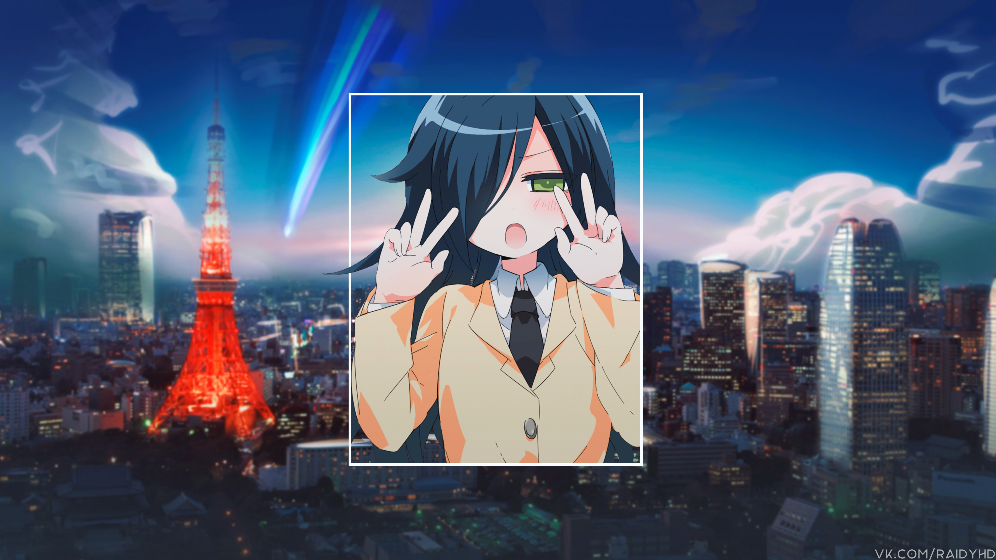 anime, anime girls, picture-in-picture, tie, cityscape, Watashi ga Motenai no wa Dou Kangaetemo Omaera ga Warui!, HD Wallpaper