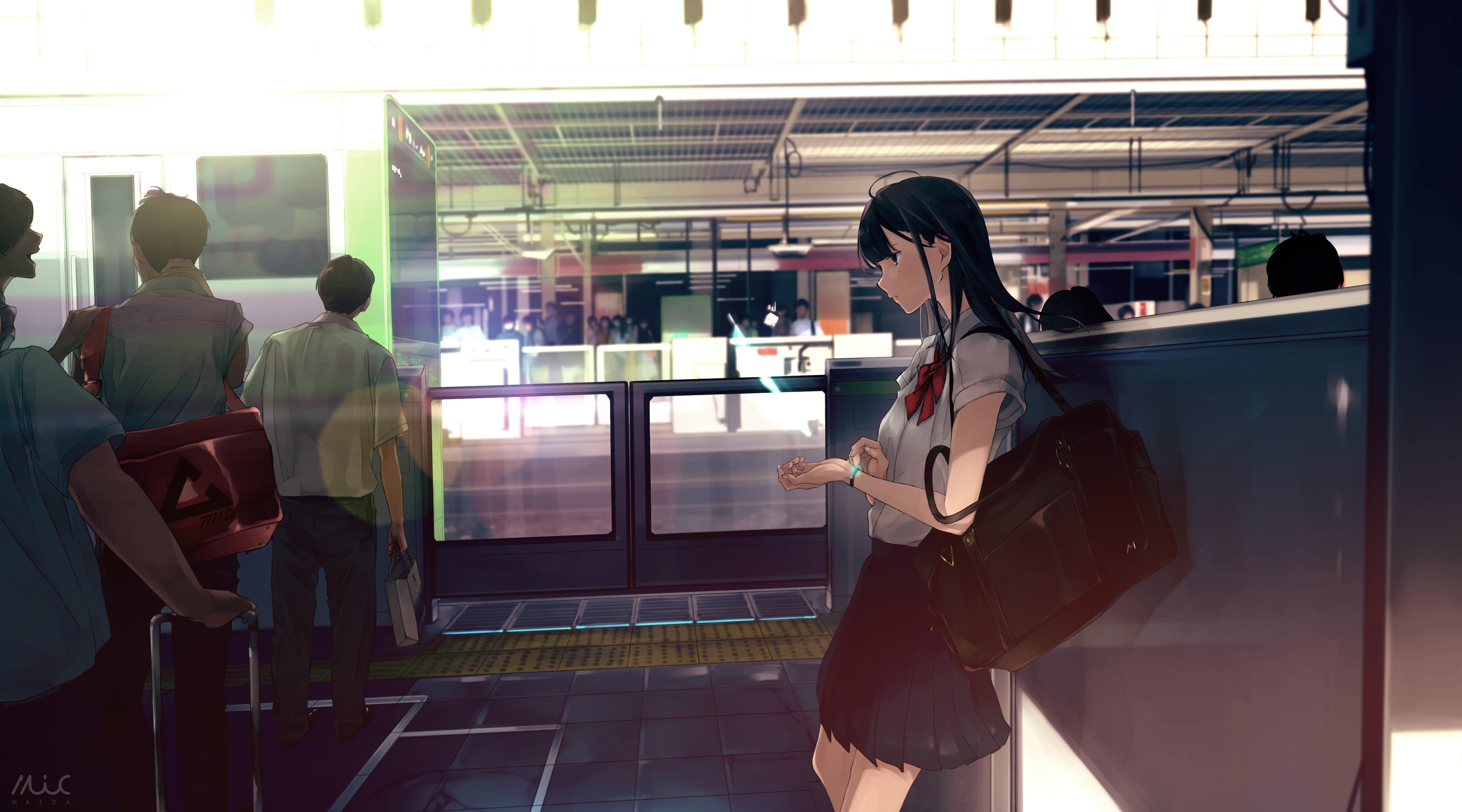 anime girls, anime, urban, profile, face, HD Wallpaper