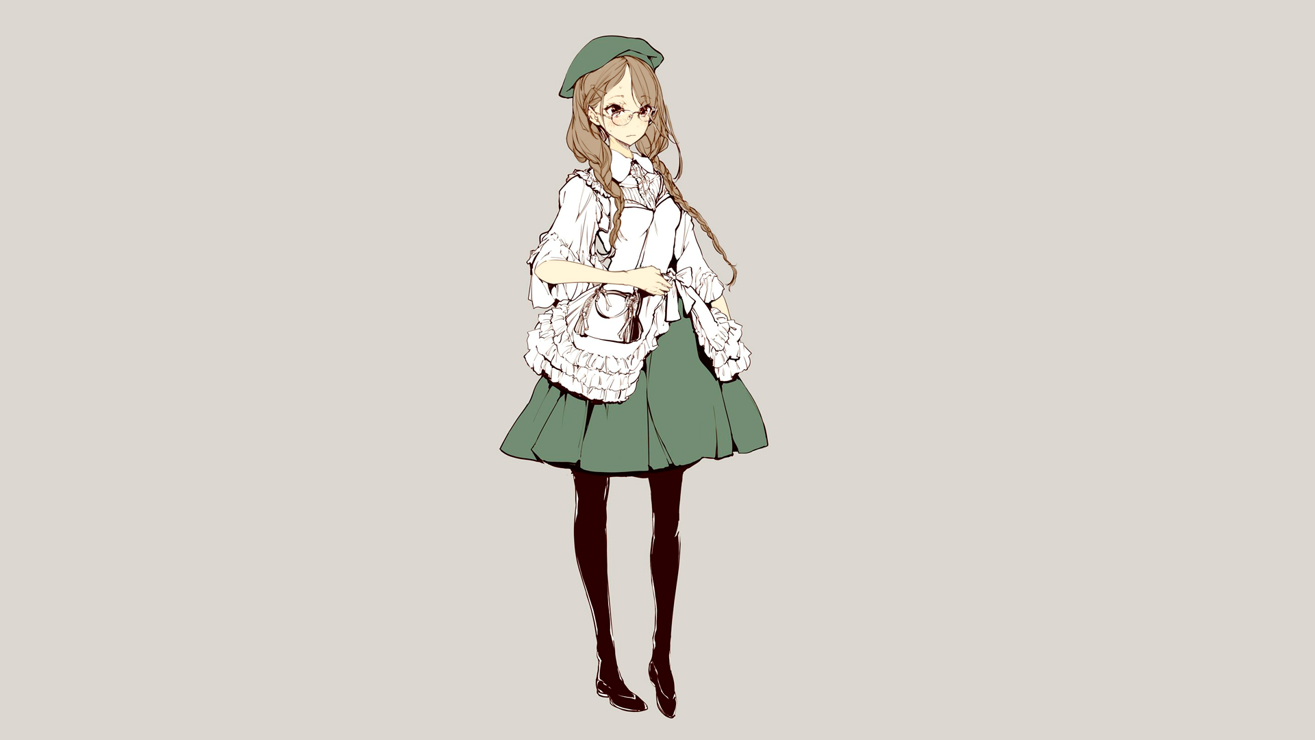 anime, manga, anime girls, simple background, minimalism, meganekko, glasses, berets, HD Wallpaper