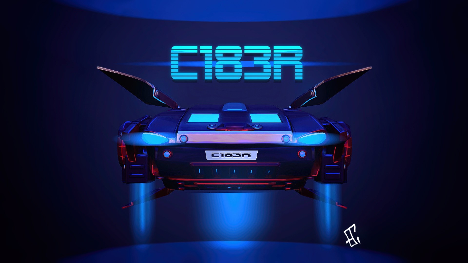 cyberpunk, digital art, futuristic, car, vehicle, HD Wallpaper