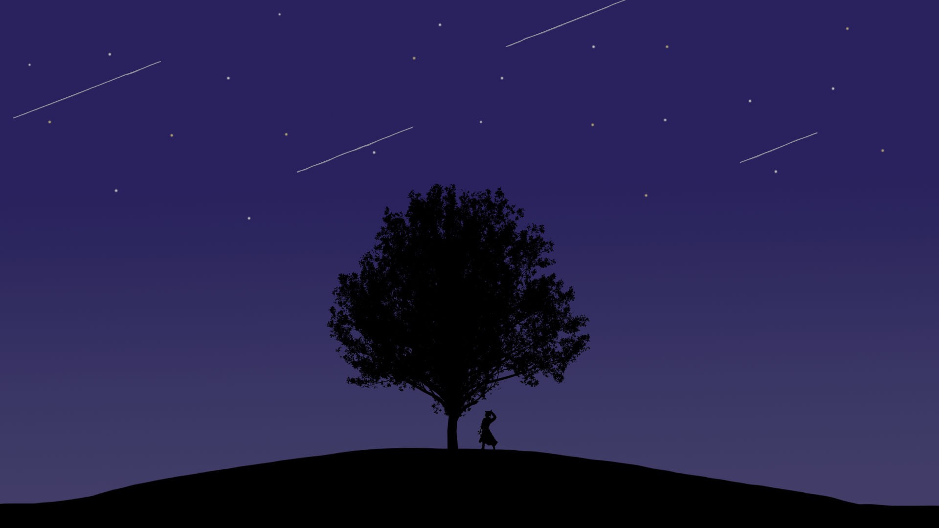 night, trees, dark, sky, purple, HD Wallpaper