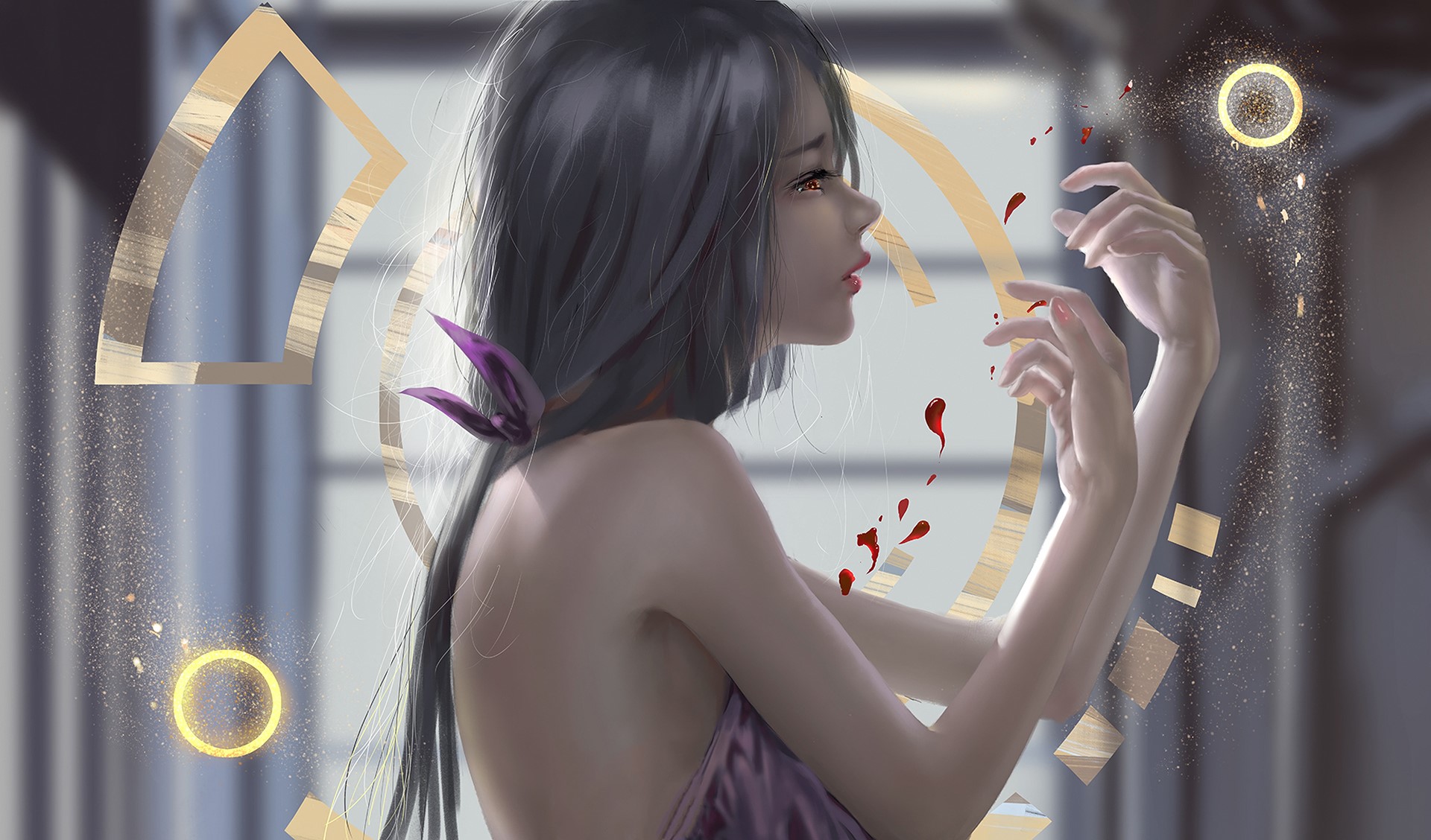 Ydiya Kai, women, elves, fantasy girl, fantasy art, artwork, digital art, blood, HD Wallpaper