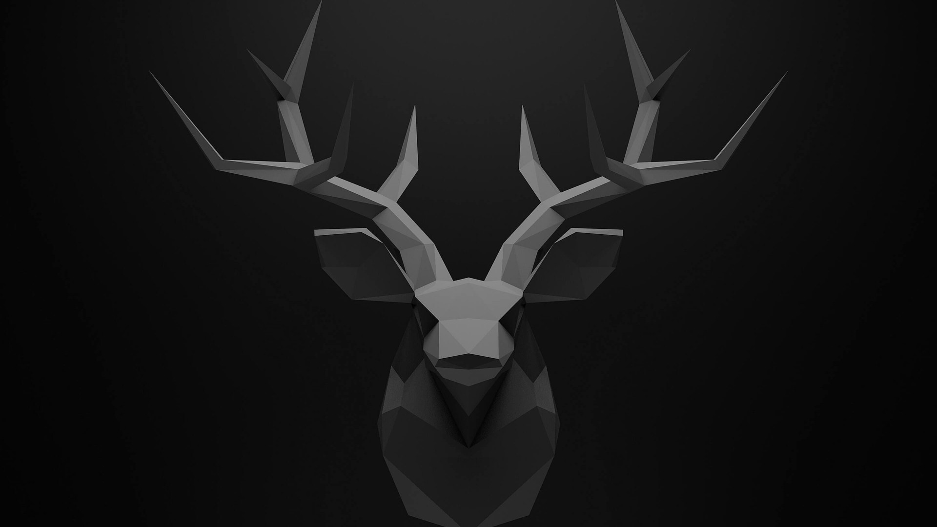 black, gray, digital art, monochrome, deer, artwork, HD Wallpaper