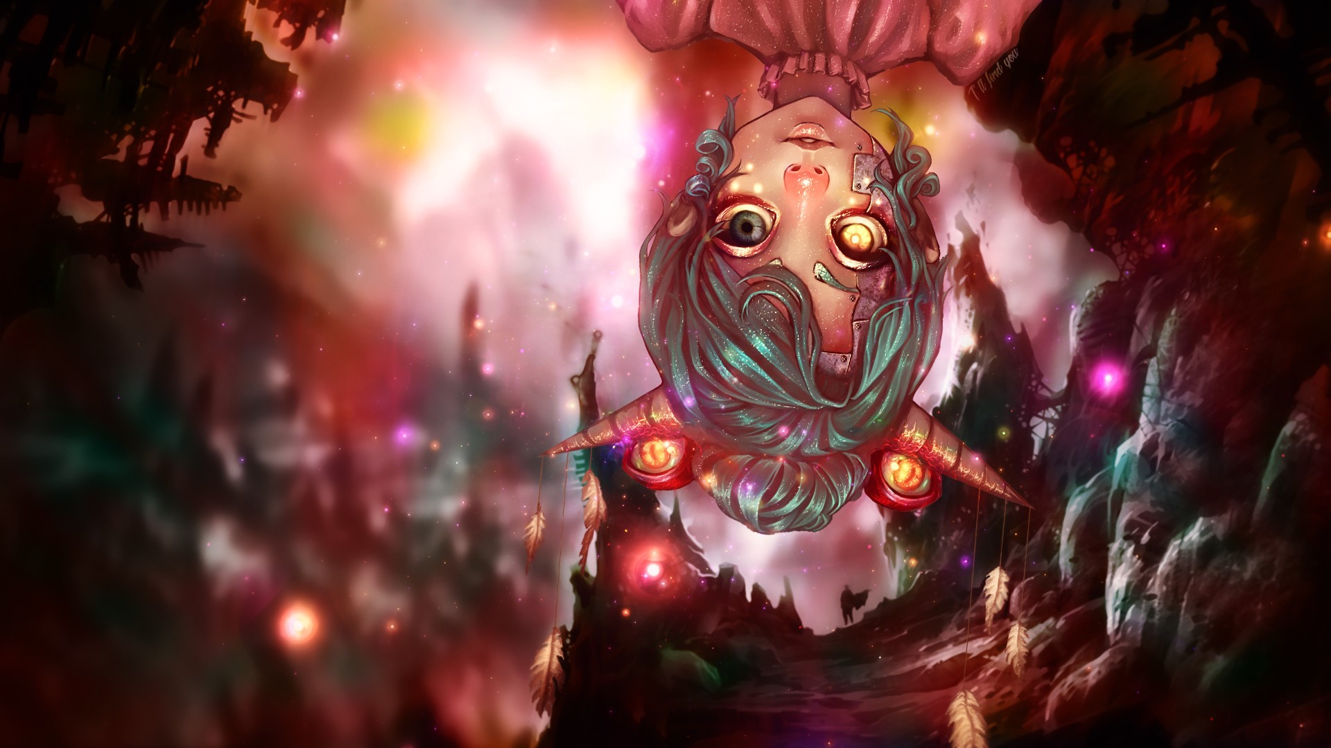 anime, anime girls, face, fantasy art, horns, HD Wallpaper