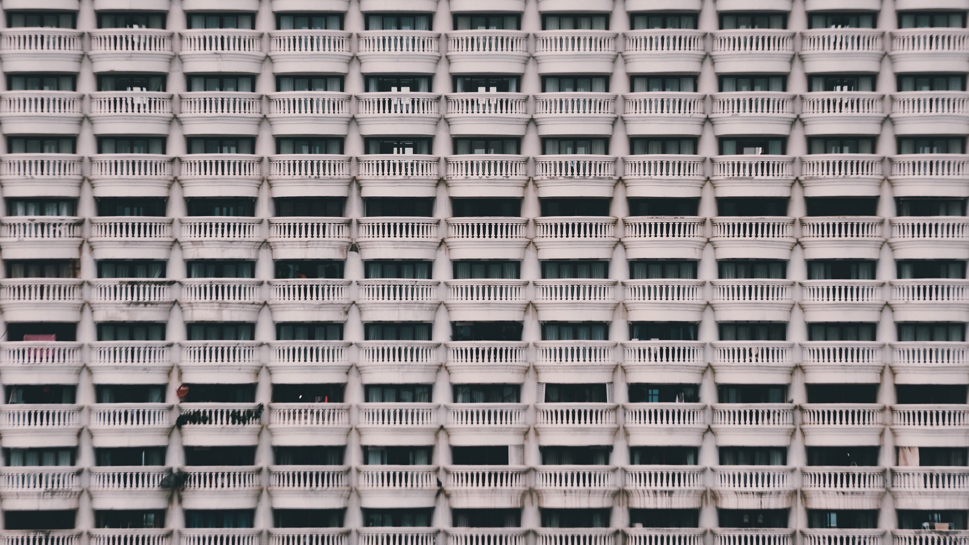 building, architecture, facade, balconies, pattern, 4k, HD Wallpaper
