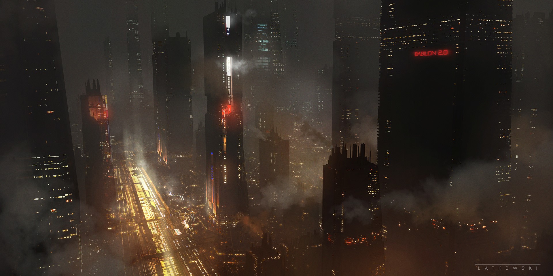 artwork, science fiction, futuristic, night, cityscape, HD Wallpaper