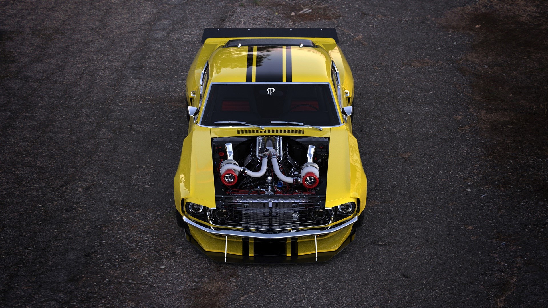 yellow cars, car, vehicle, Rostislav Prokop, Ford, Ford Mustang, twin-turbo, HD Wallpaper