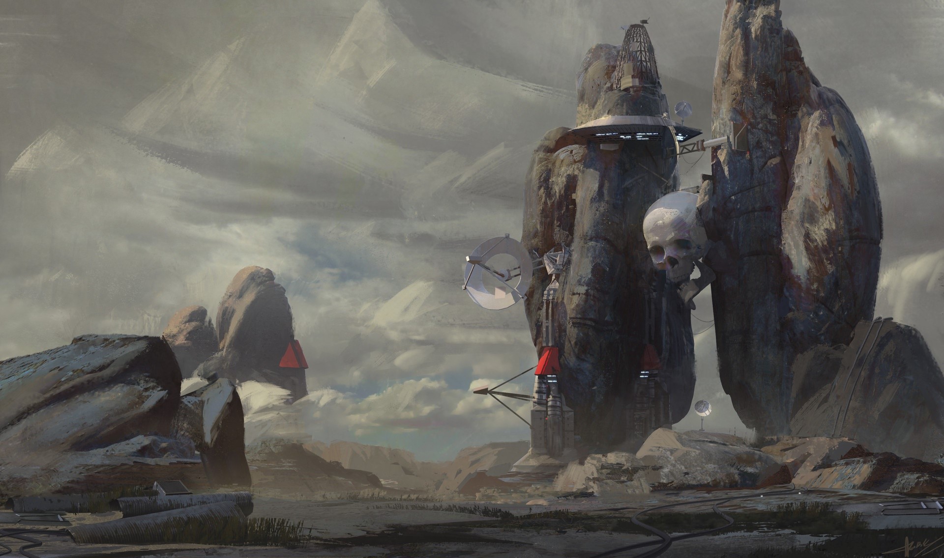 artwork, fantasy art, skull, HD Wallpaper