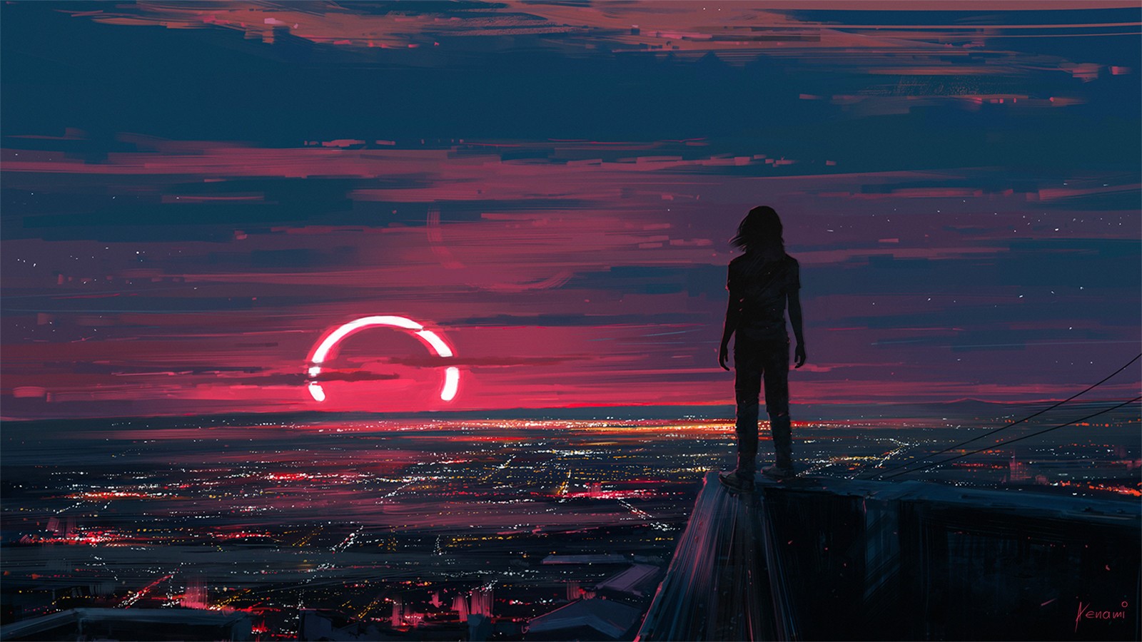 illustration, sunset, sky, Aenami, HD Wallpaper