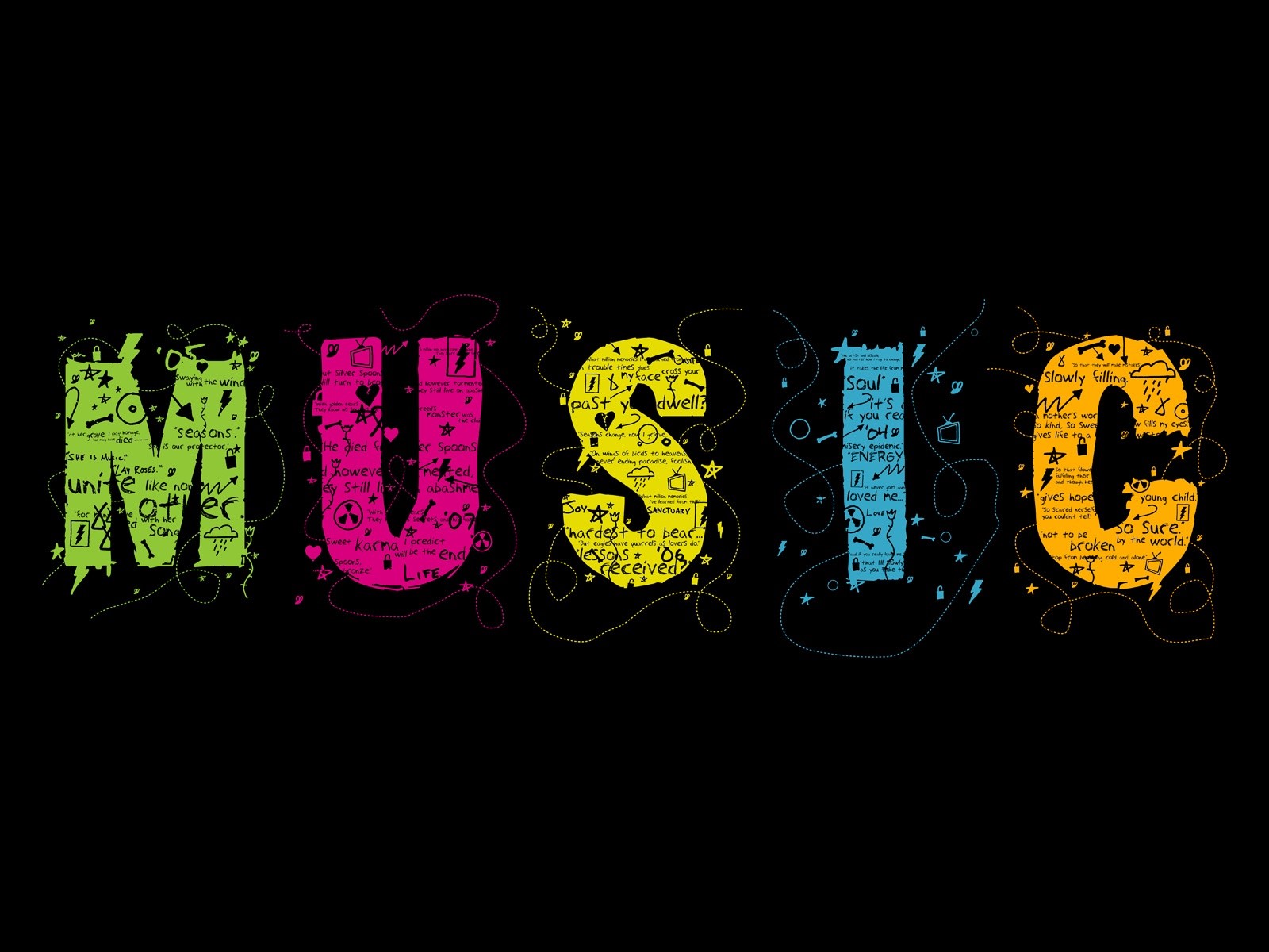 music, colorful, typography, HD Wallpaper