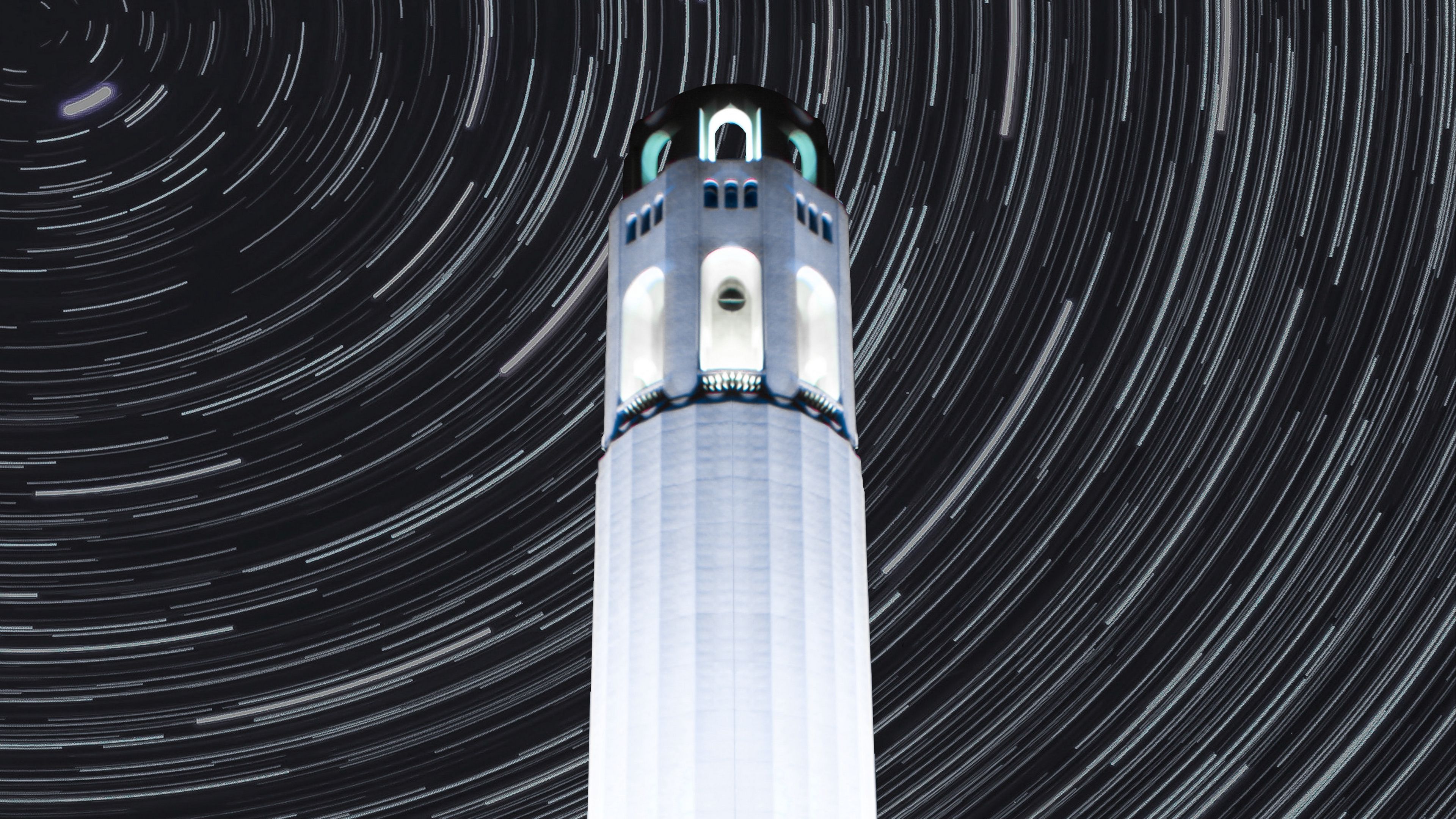 tower, building, night, long exposure, blur, 4k, HD Wallpaper