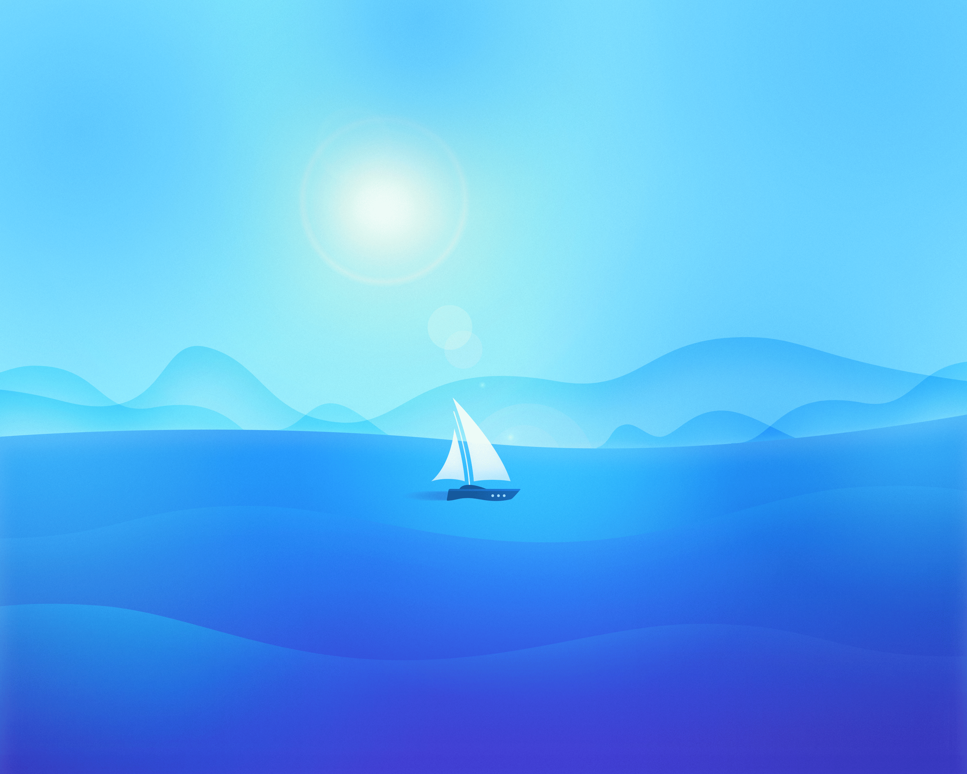 sea, sailboats, material minimal, Flatdesign, HD Wallpaper