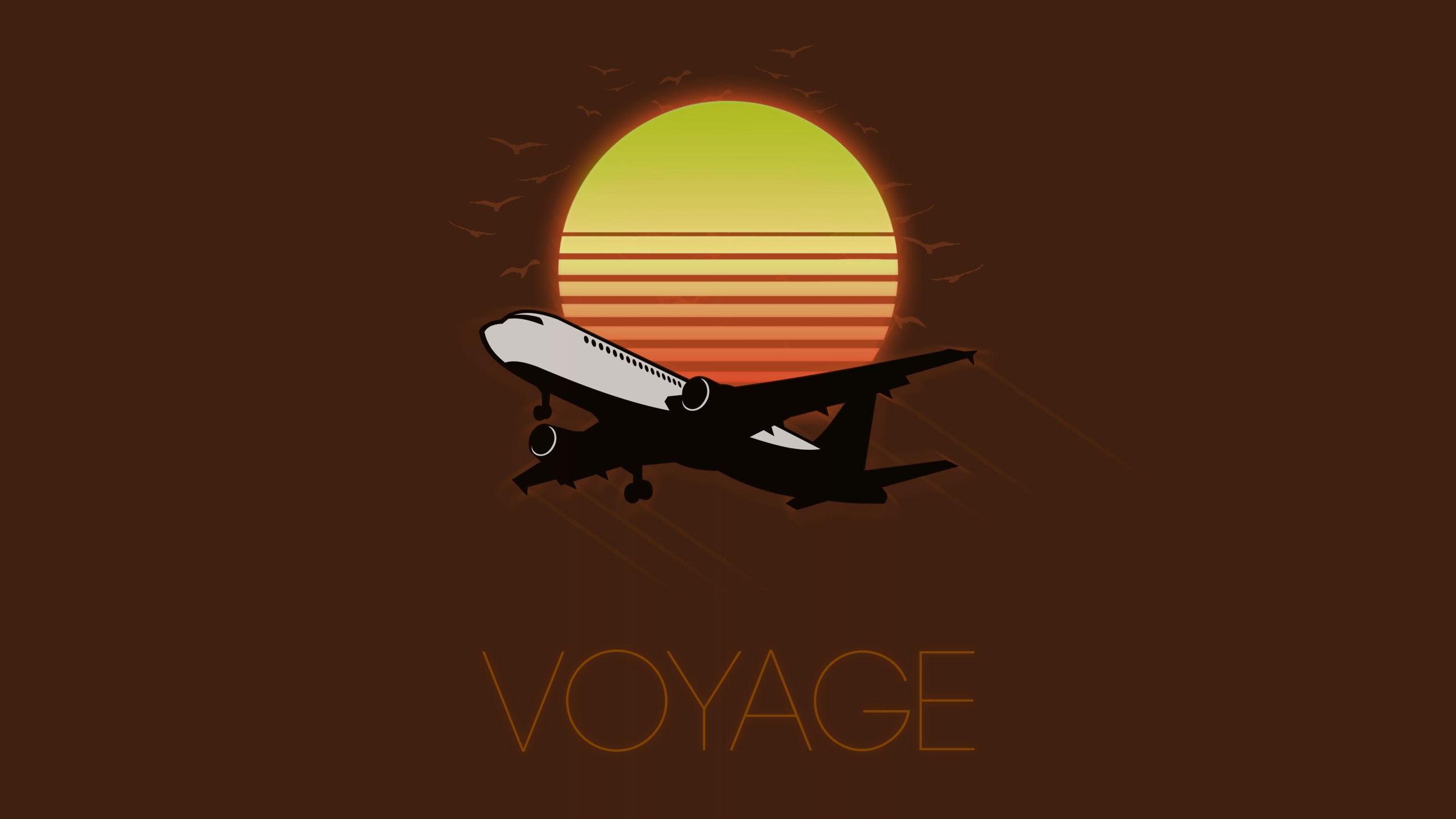 minimalism, brown, sunset, HD Wallpaper