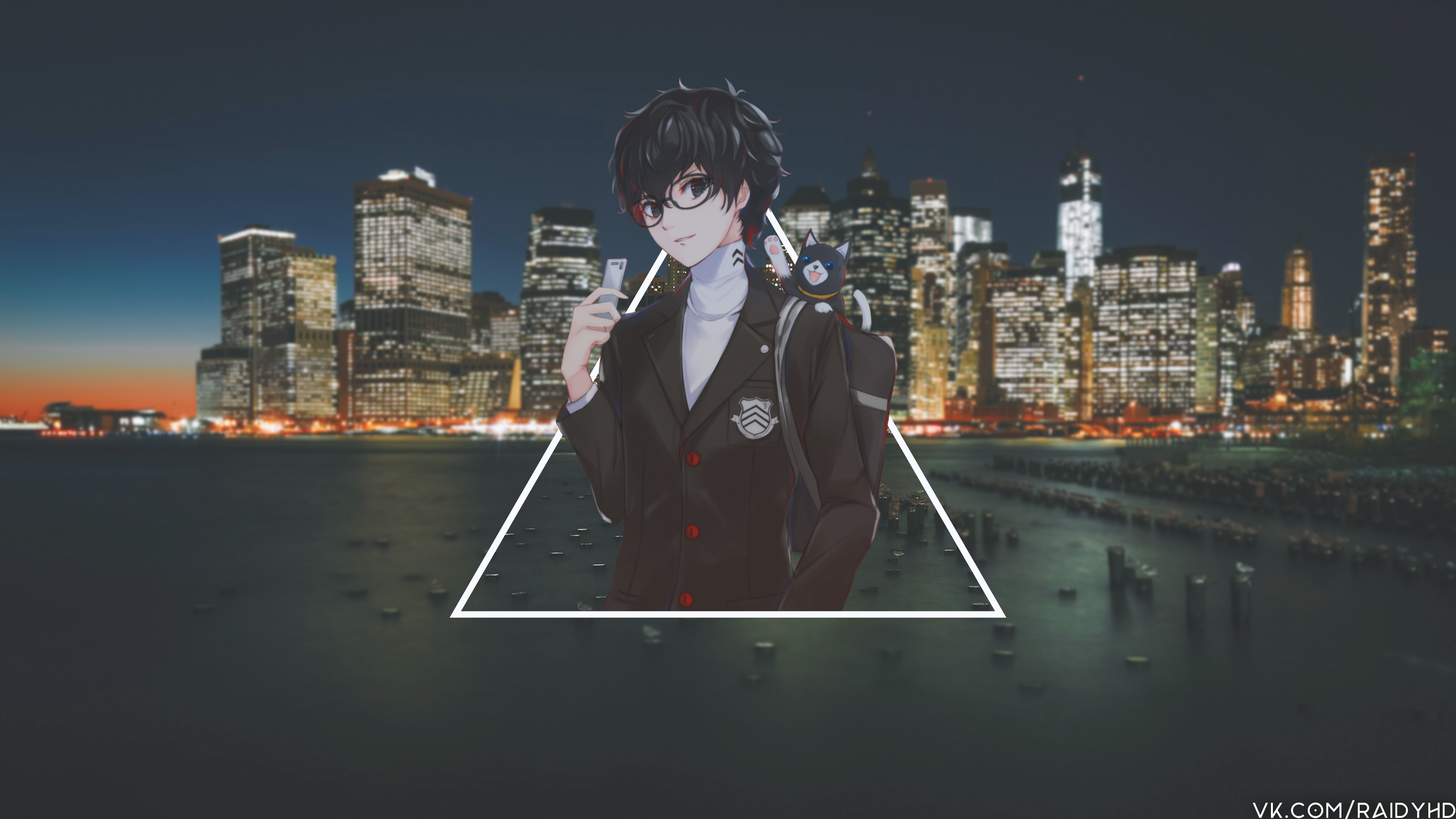 anime, anime boys, picture-in-picture, Persona series, Persona 5, HD Wallpaper