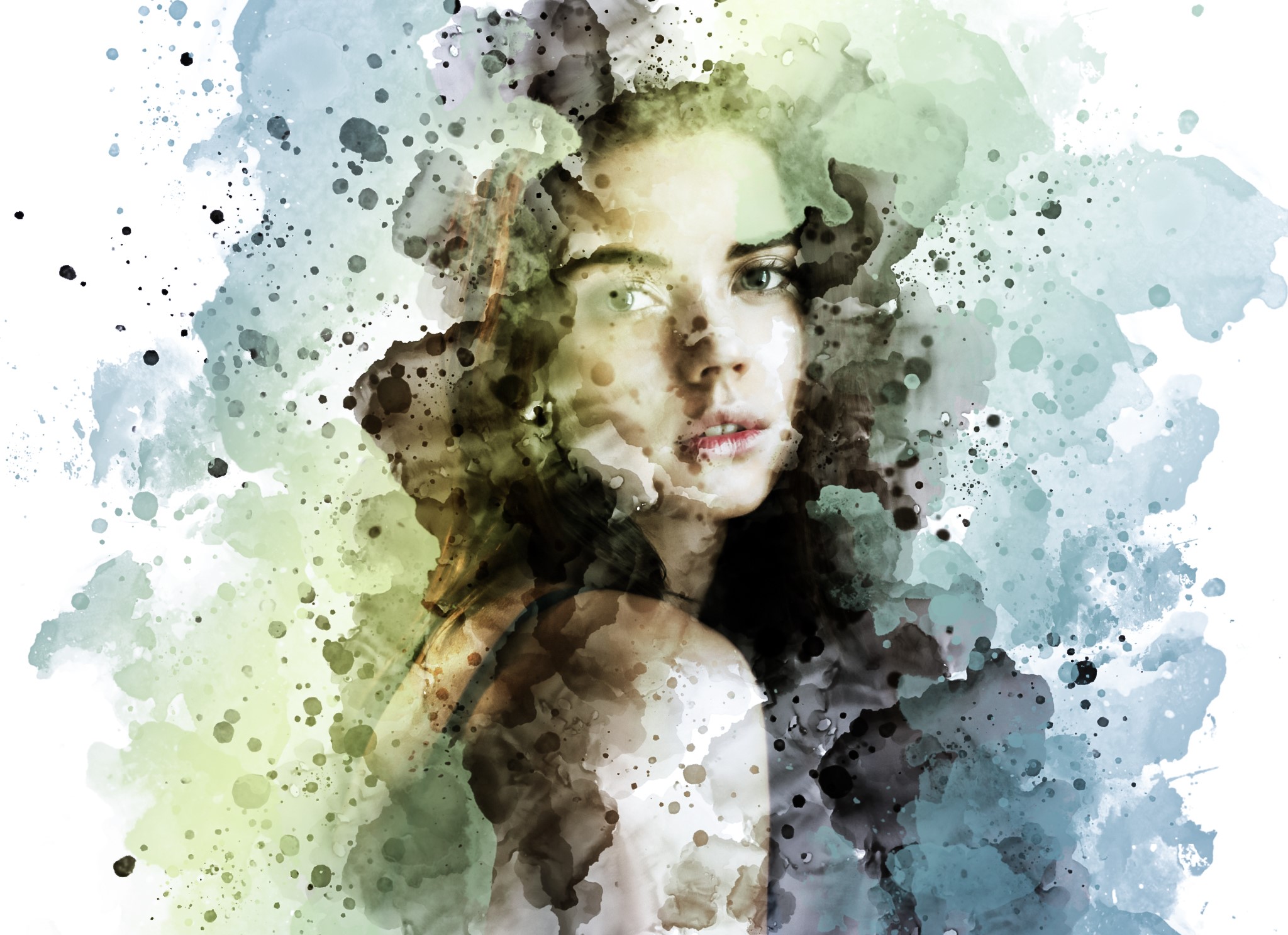 women, drawing, portrait, face, watercolor, artwork, HD Wallpaper