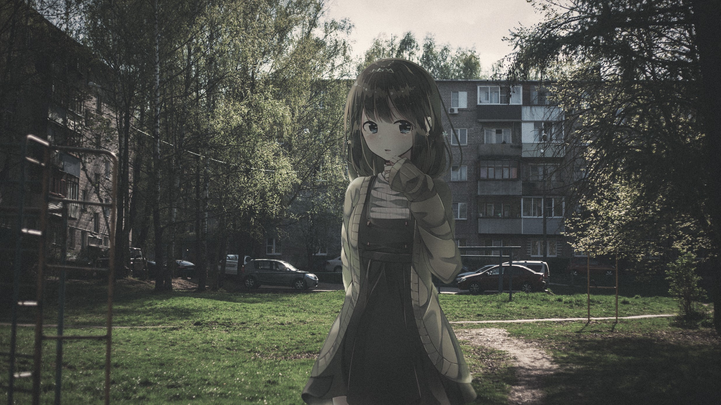 anime, city, 2D, anime girls, HD Wallpaper