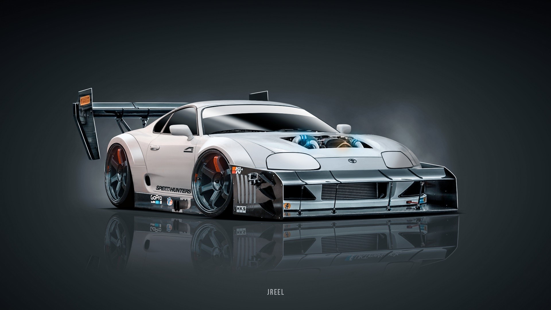 digital art, white cars, car, vehicle, Toyota, HD Wallpaper
