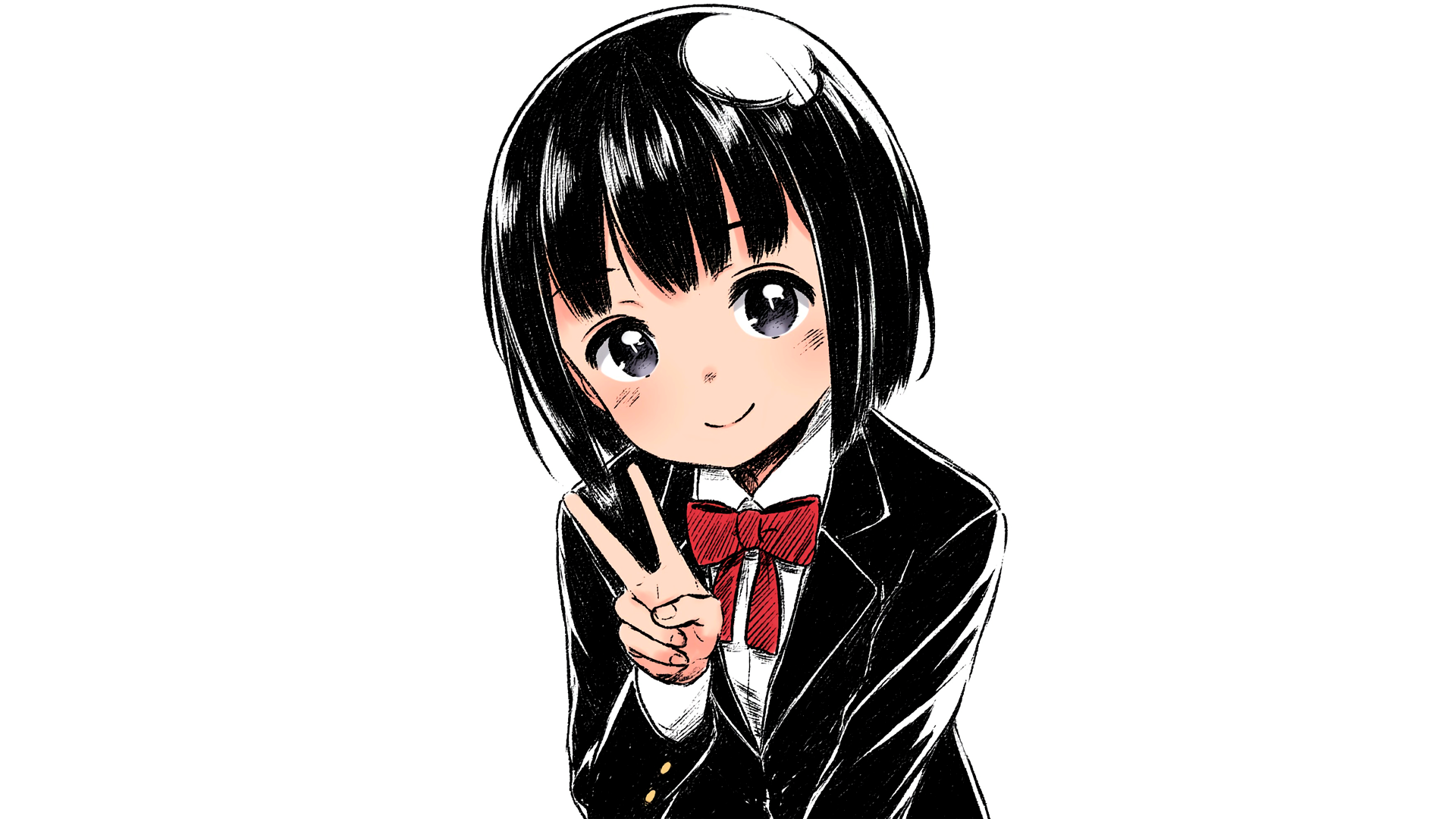 anime, manga, anime girls, simple background, minimalism, schoolgirl, short hair, HD Wallpaper