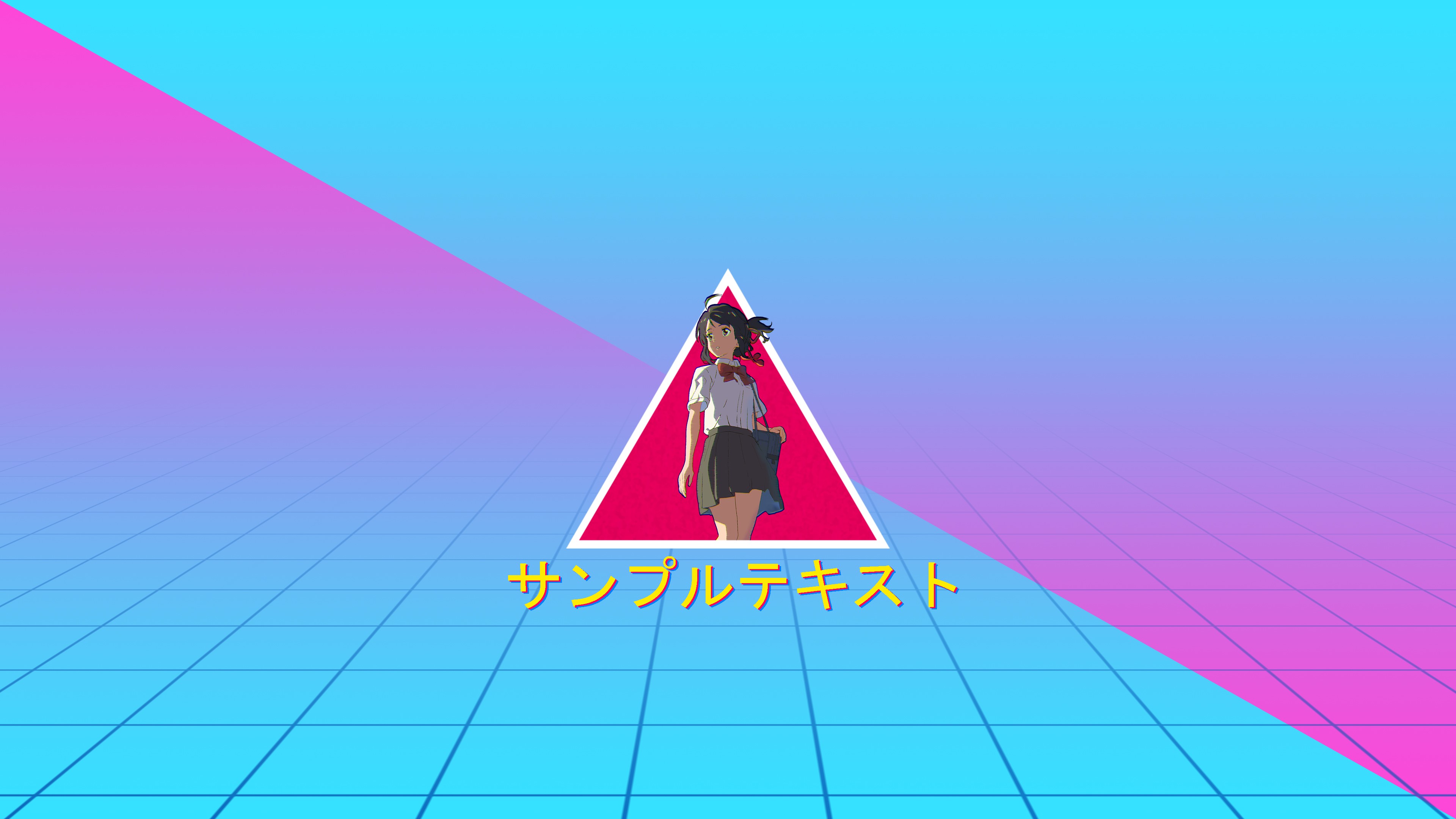 vaporwave, Your Name, anime girls, Makoto Shinkai, Kimi no Na Wa, cyan, HD Wallpaper