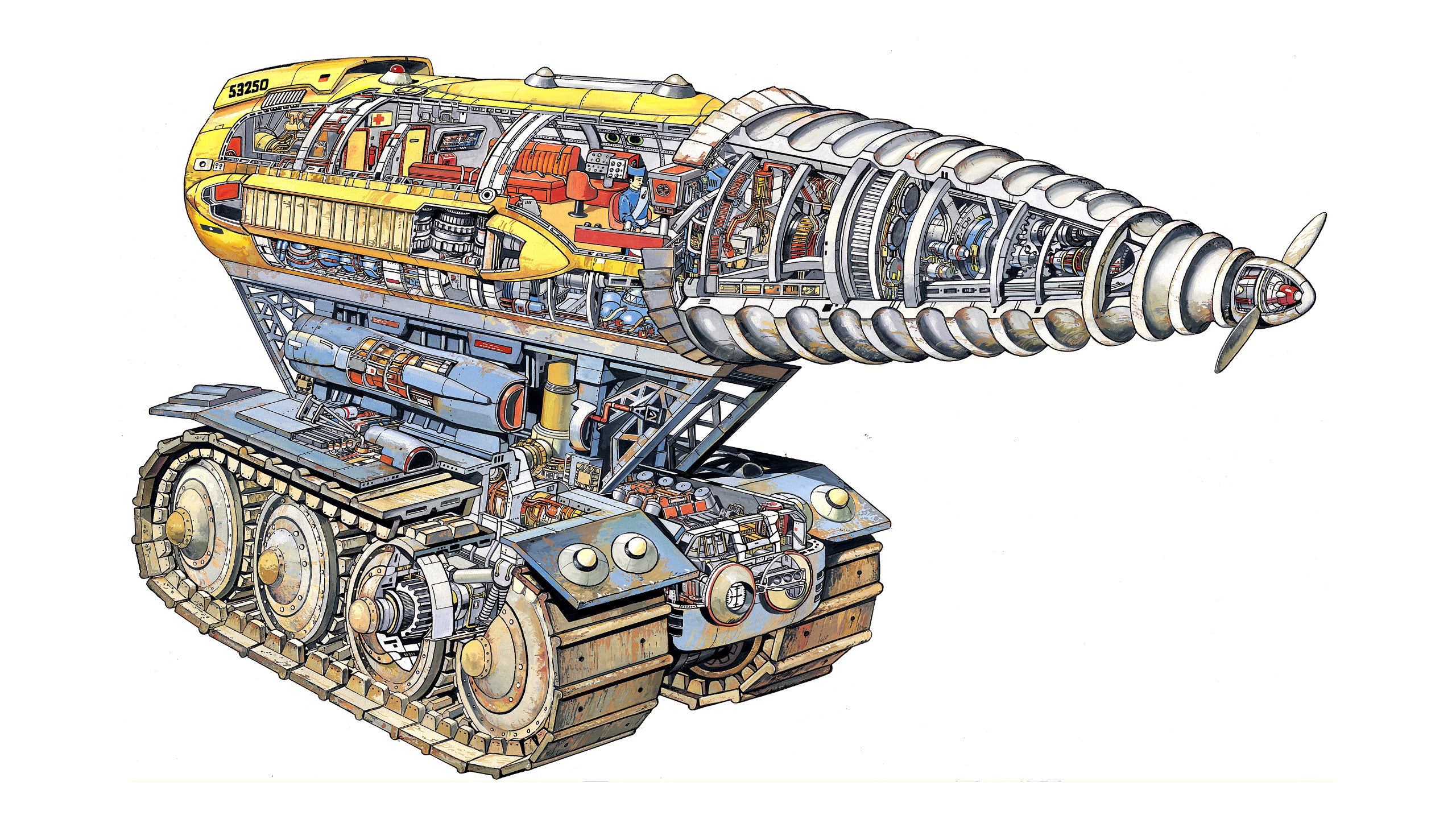 thunderbirds, tv series, drawing, mole, Cross Section, HD Wallpaper