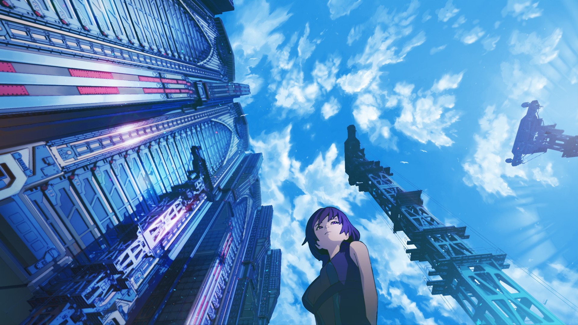 digital art, artwork, anime girls, cityscape, sky, city, urban, skyscraper, street, HD Wallpaper