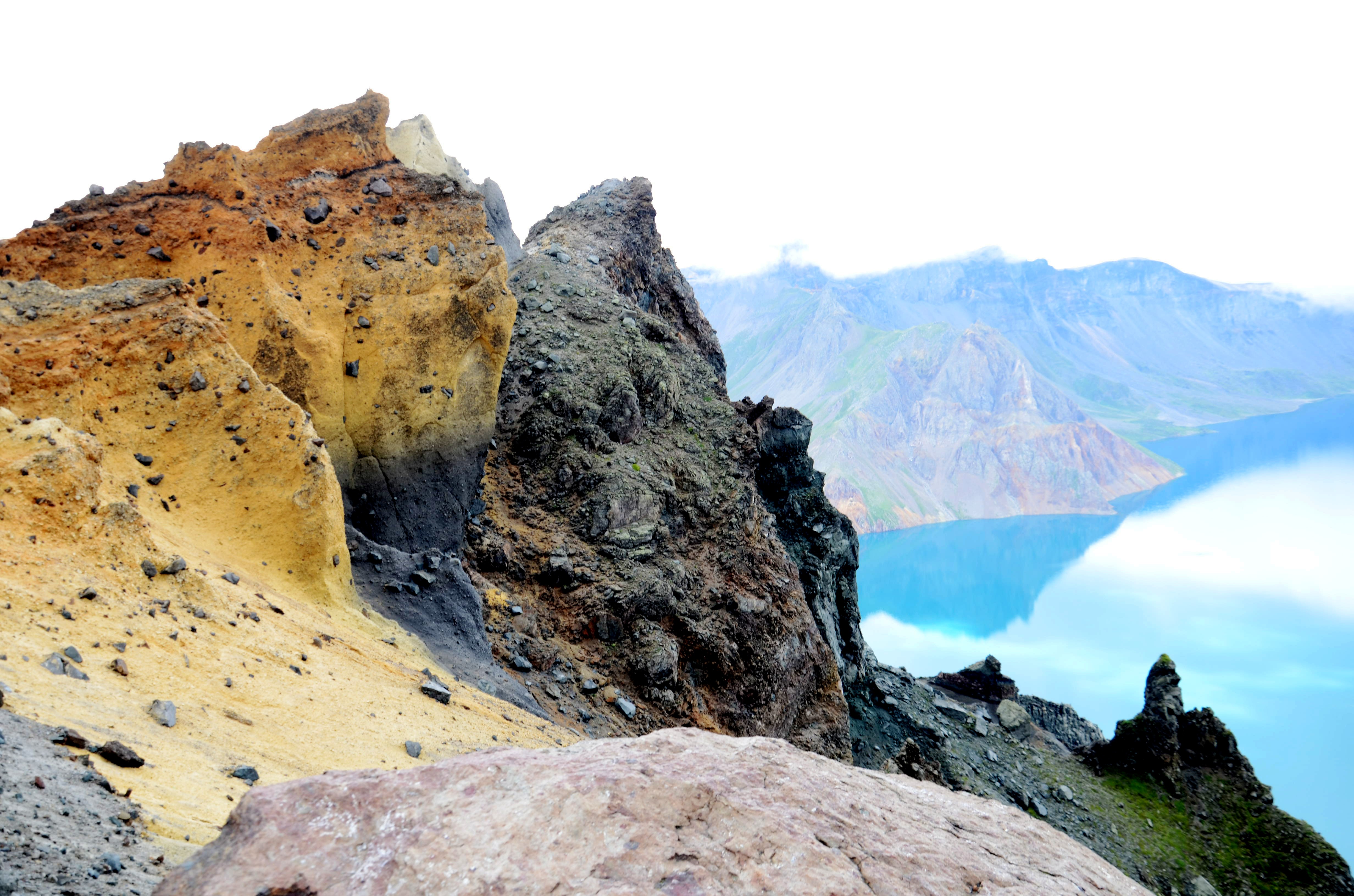 volcano, China, mountains, bright, HD Wallpaper