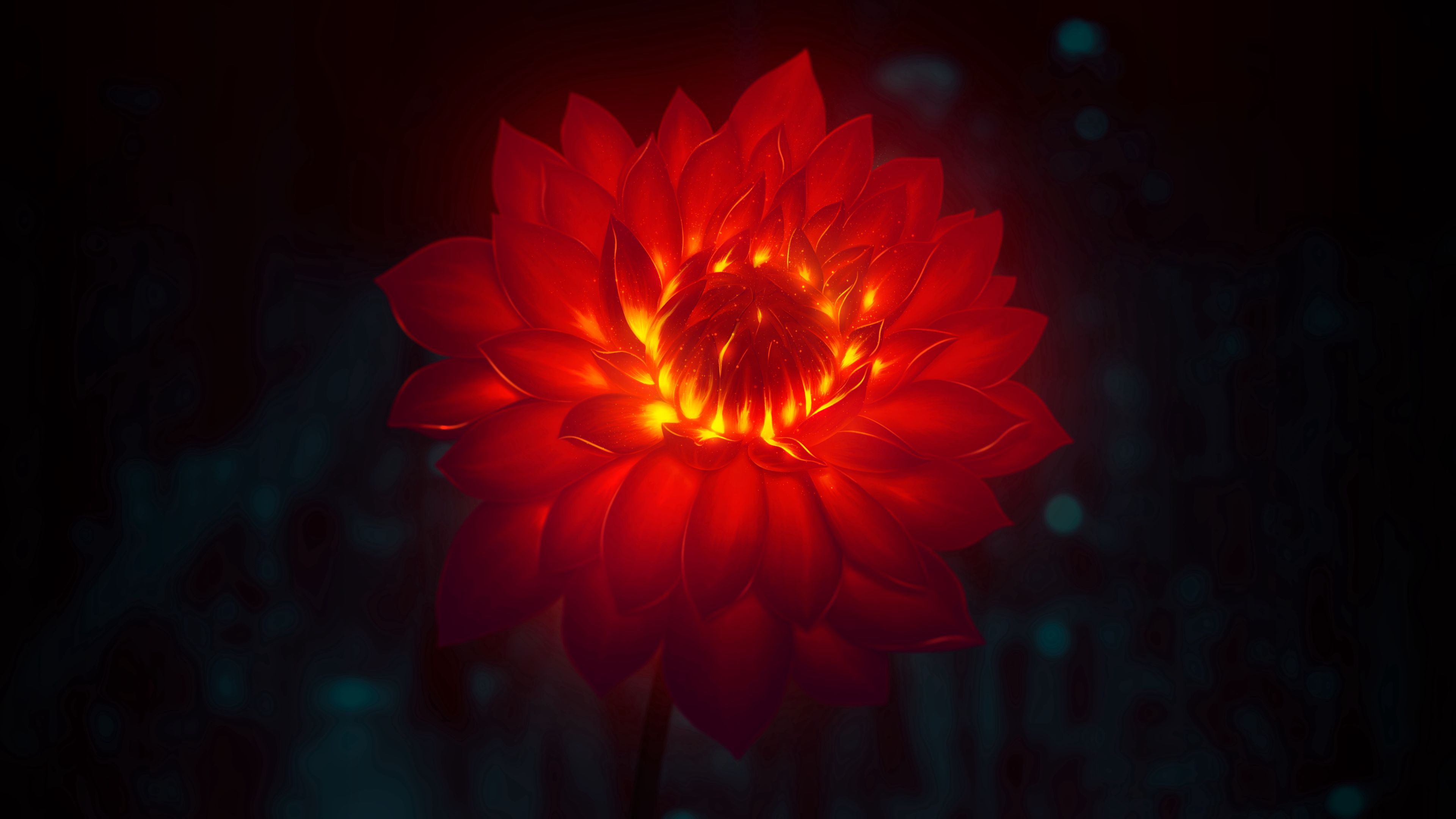 peony, flower, red, art, 4k, HD Wallpaper