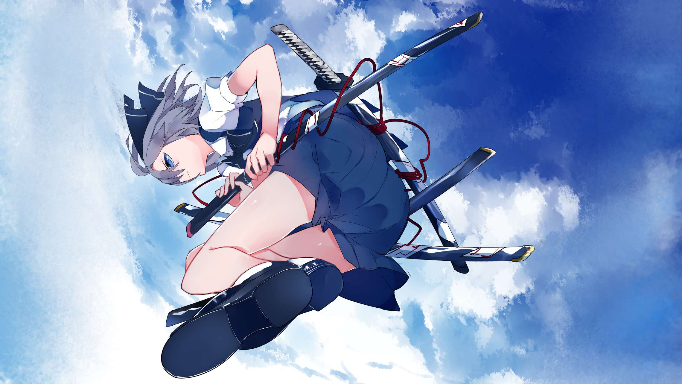 digital art, anime girls, fantasy art, artwork, original characters, weapon, schoolgirl, Touhou, HD Wallpaper