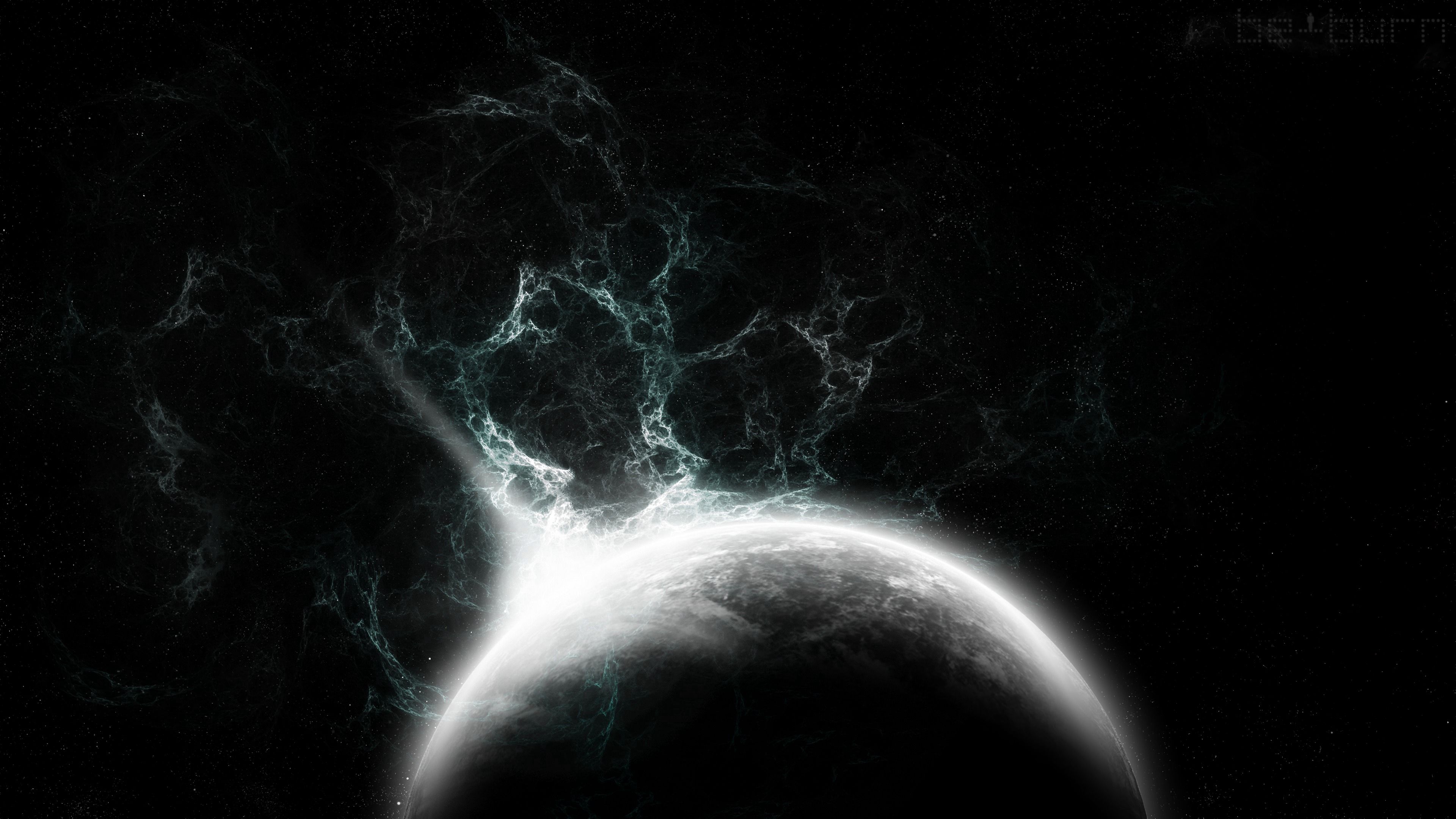 fractal, patterns, planet, dark, 4k, HD Wallpaper