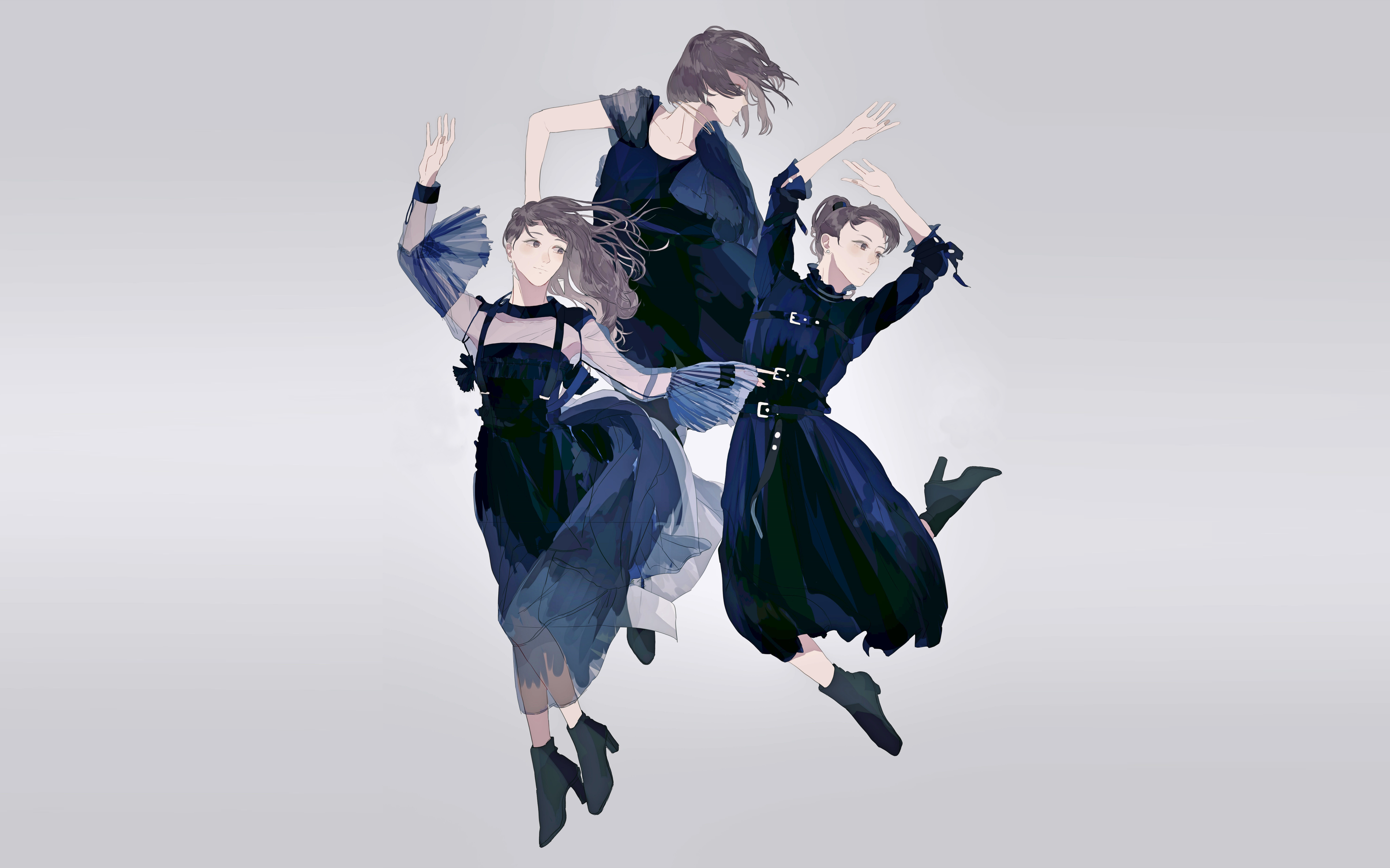 simple background, original characters, dress, dancer, HD Wallpaper